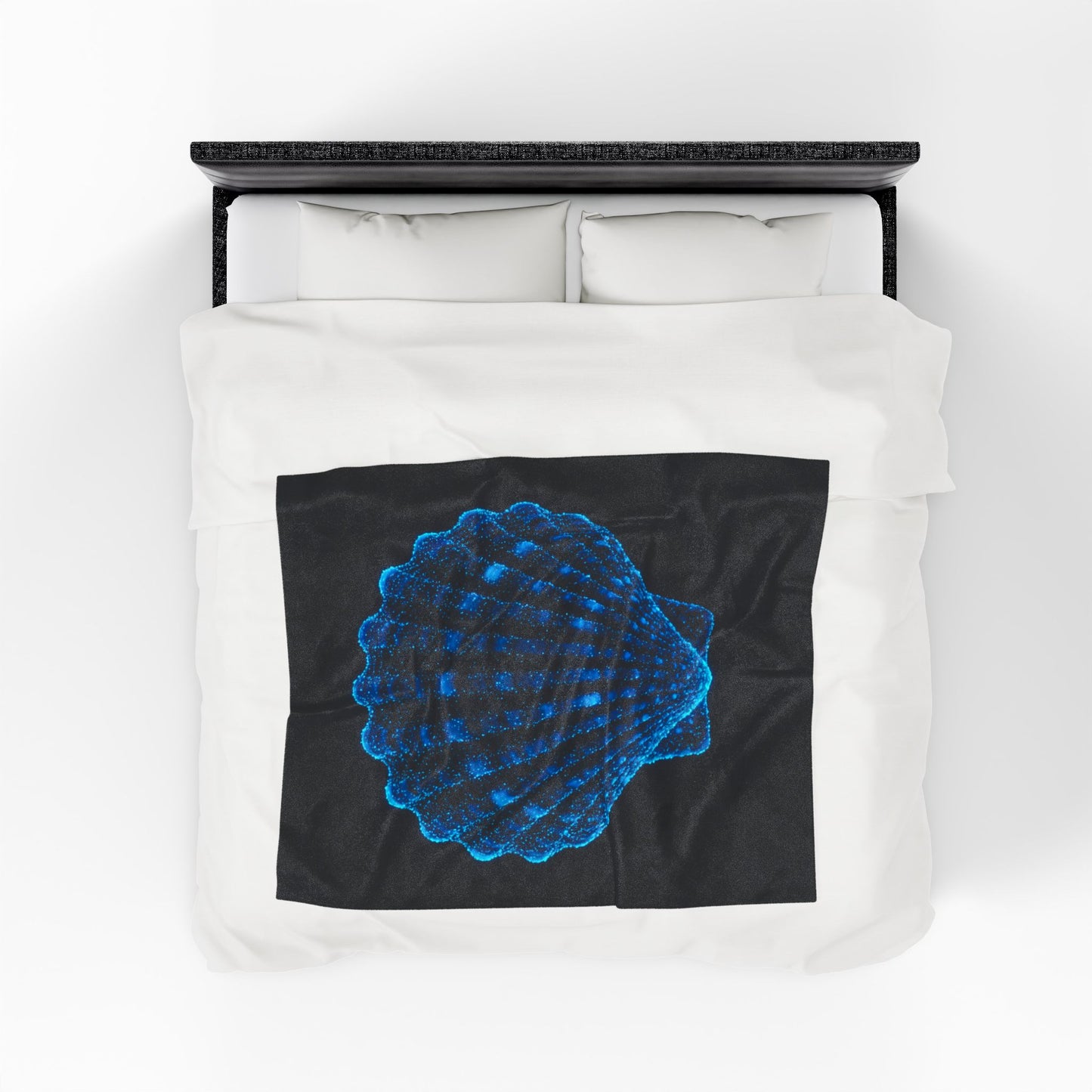 Plush Blanket with Bioluminescent Seashell Design Beach Decor Nautical Blanket