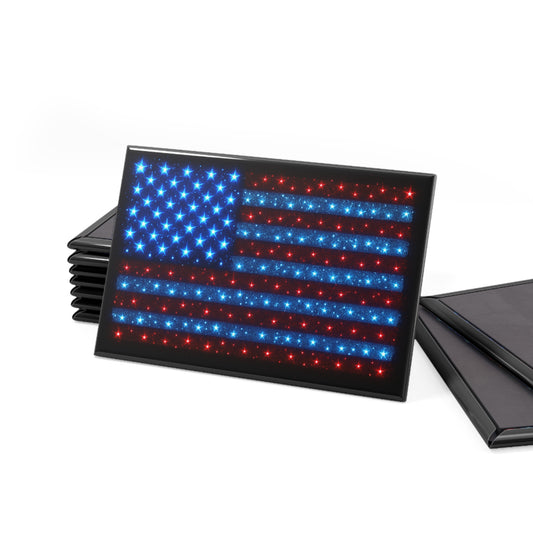 Bioluminescent USA Flag Fridge Magnet - Patriotic Red White Blue Kitchen Décor, 4th of July Veteran Gift, American Pride Home Accent