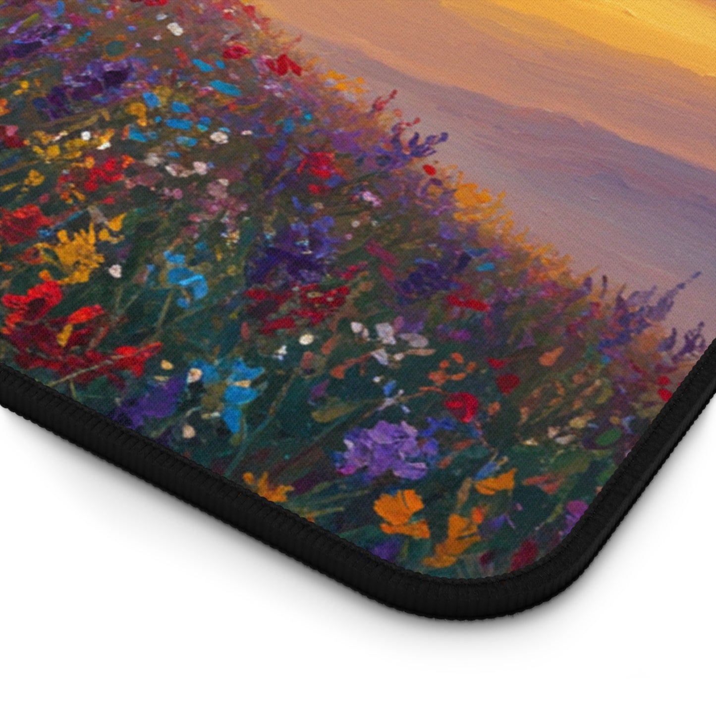 Desk Mat Mouse Pad - Cross on a Hill Monet Style Painting Christian Accessory Spiritual Mouse Pad Religious Desk Mat