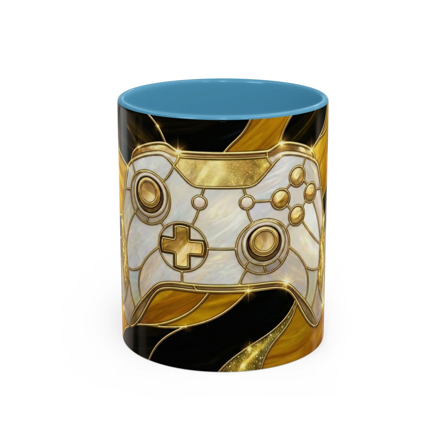 Stained Glass Gamer Mug, Gold Controller Coffee Cup, Video Game Gifts for Him, Gamer Boyfriend Gift, Teen Boy Gaming Mug, Desk Decor