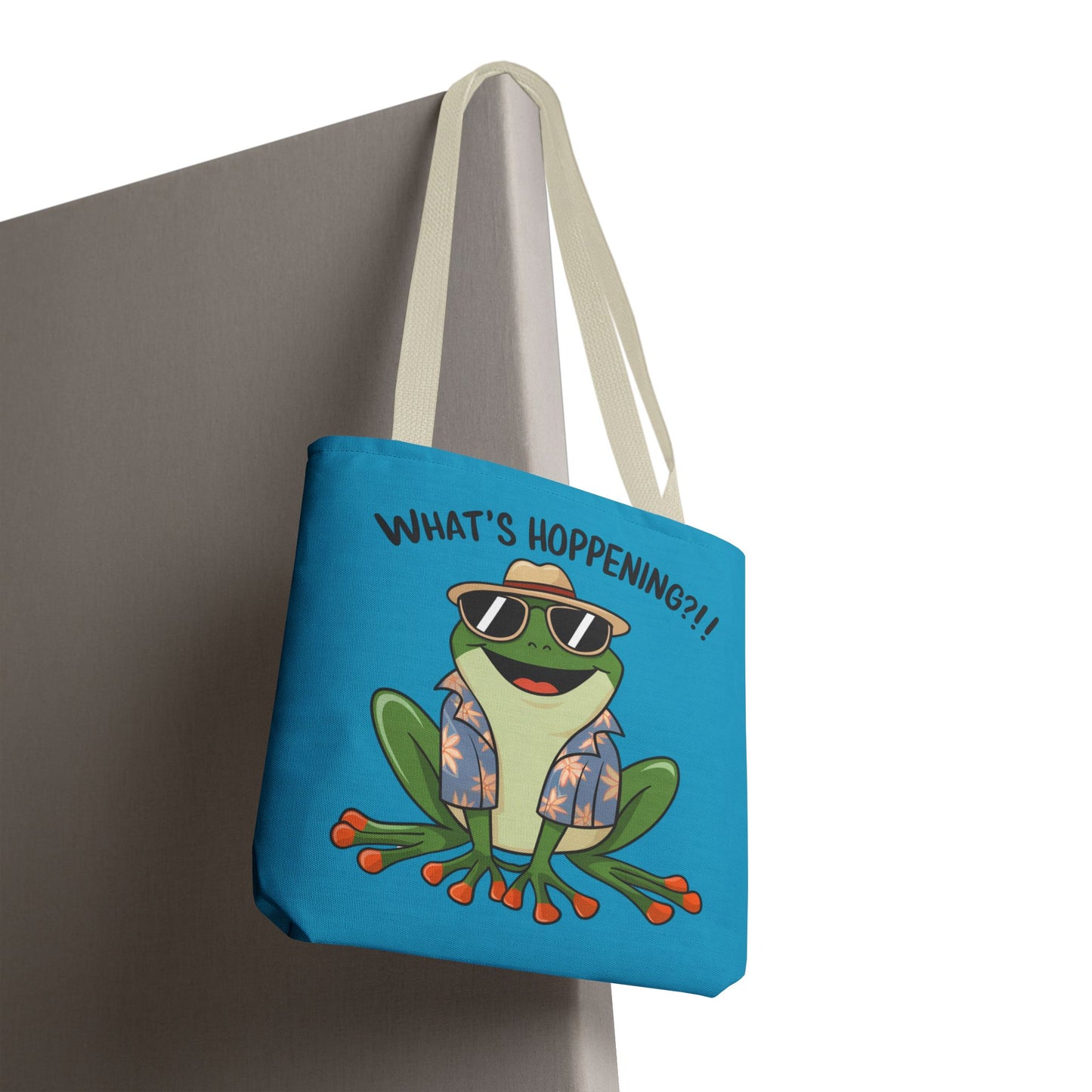 Frog Tote Bag - What's Hoppening Pun Design