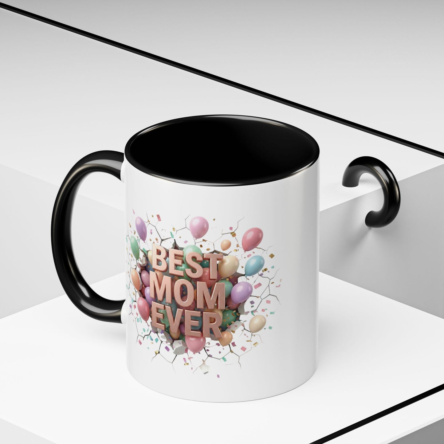 Personalized Mom Mug, Best Mom Ever Gift, Custom Name Coffee Cup, 3D Balloon Design, Mothers Day Gift, New Mom Gift 2025, Custom Mug