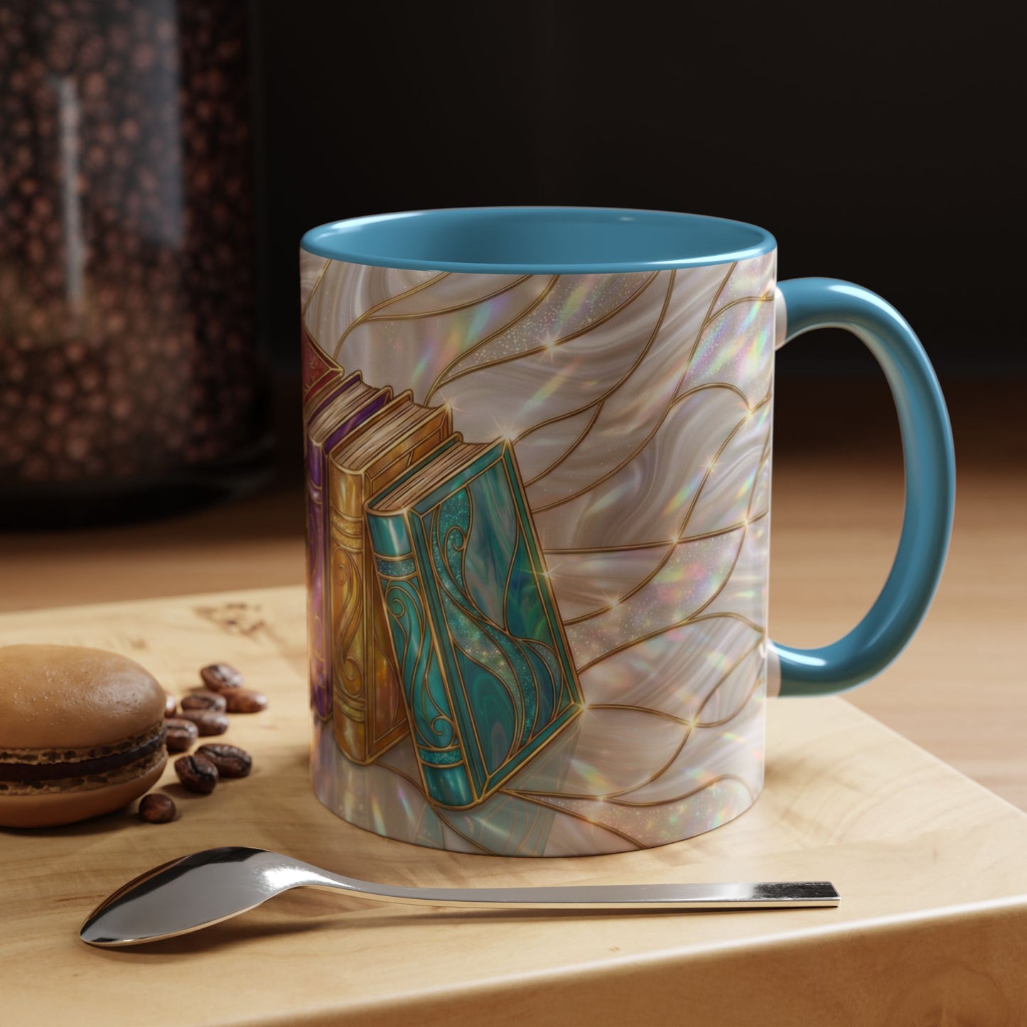 Book Lover Coffee Mug, Stained Glass Books Mug, Reading Gift For Bookworms, Library Aesthetic Mug, Booktok Mug, Ceramic Coffee Cup