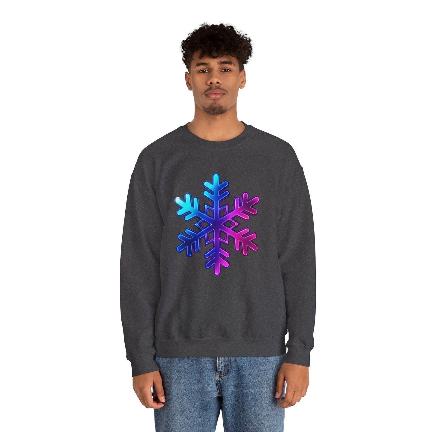 Blue Pink Gradient Snowflake Sweatshirt, Winter Aesthetic Pullover, Cozy Christmas Crewneck, Festive Holiday Sweater Gift for Her or Him