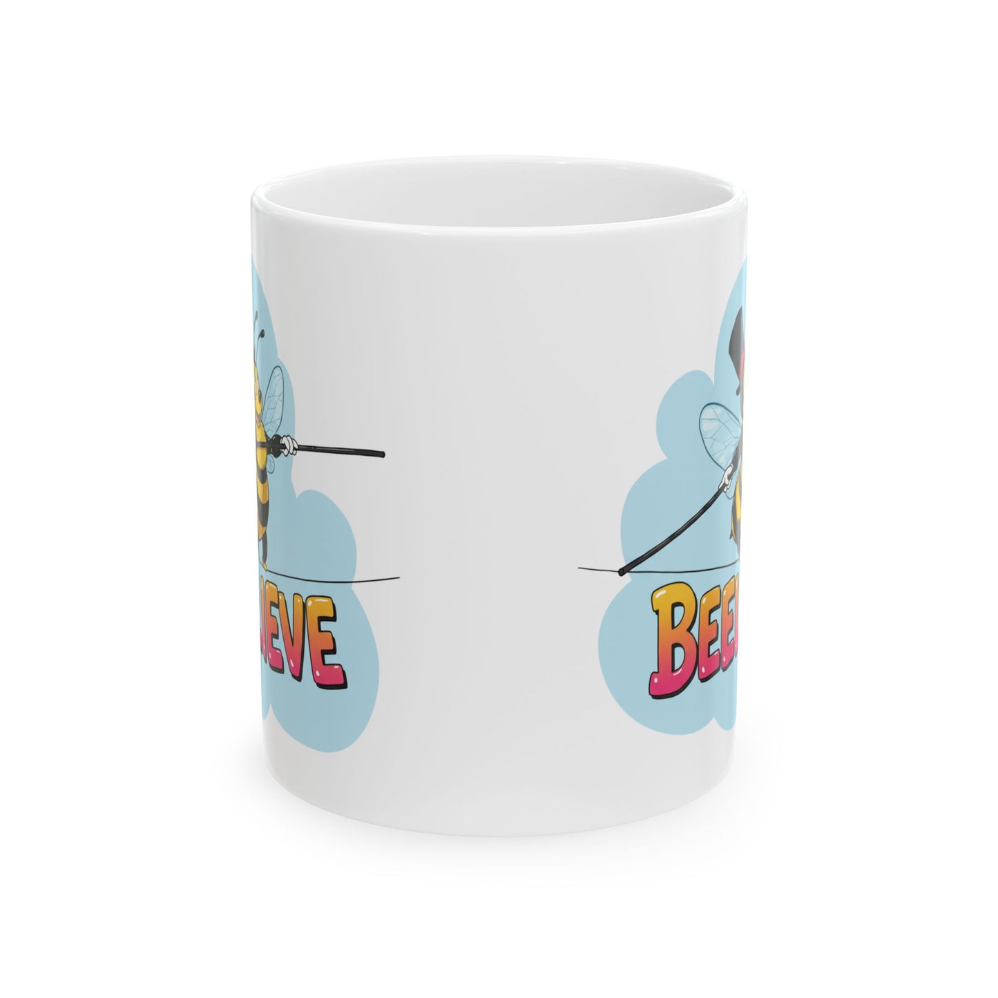 Ceramic Mug - Beelieve Fun Pun Bee Tightrope Design