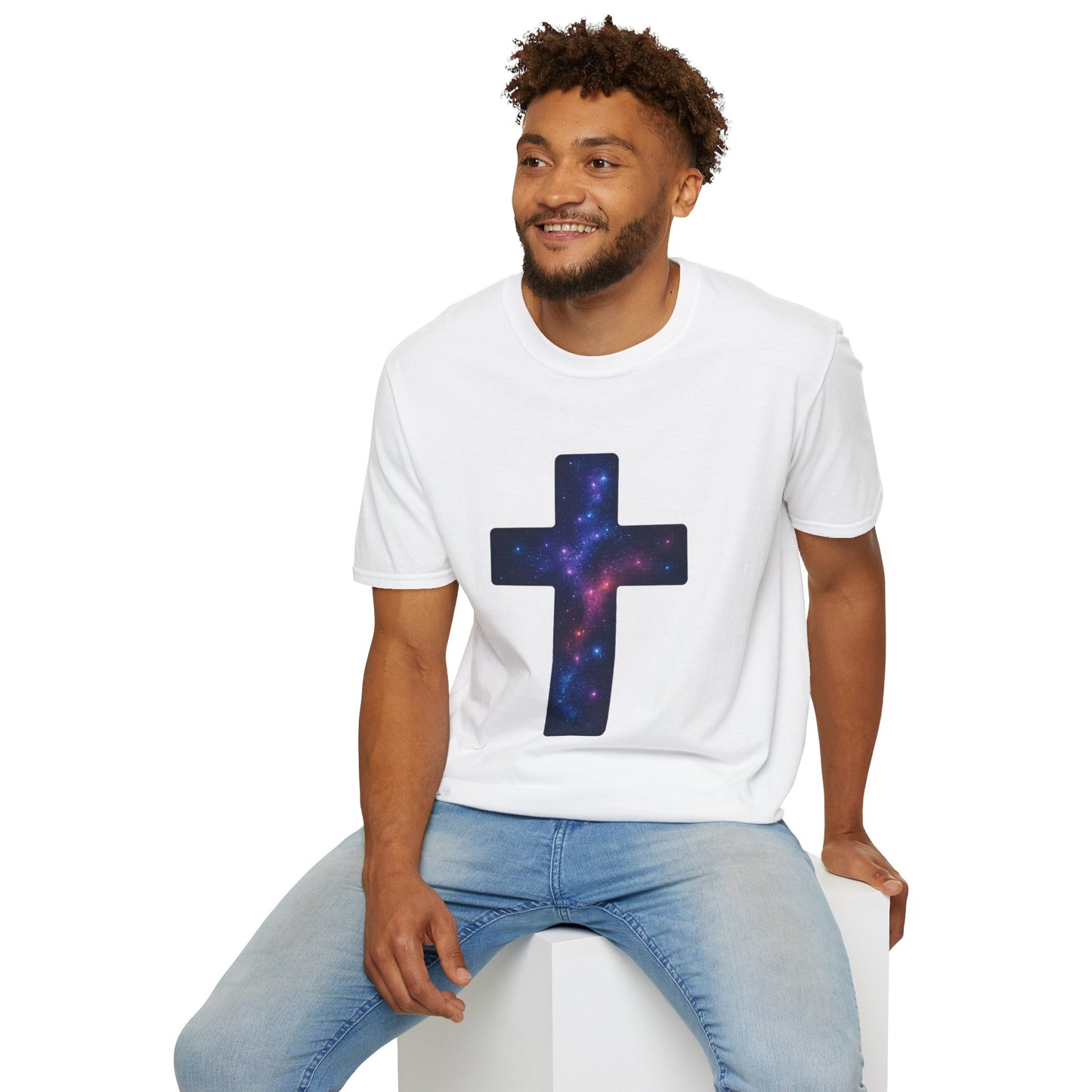 Galaxy Cross Graphic Tee | Celestial Christian Shirt, Spiritual Universe Cross T-Shirt, Faith & Astronomy Gift for Women & Men, Space Aesthetic