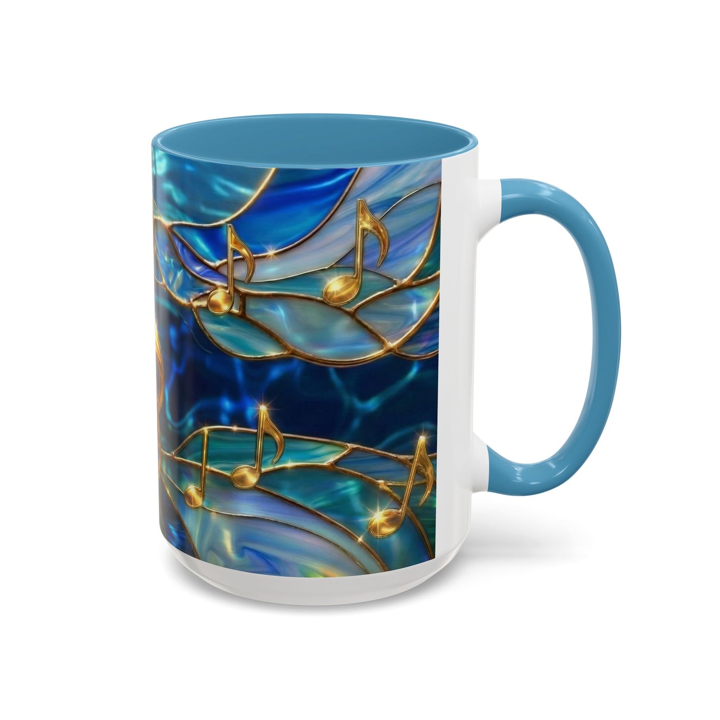 Music Notes Mug, Stained Glass Music Coffee Mug, Musical Gift Mug, Music Lover Cup, Music Teacher Gift, Artistic Coffee Mug