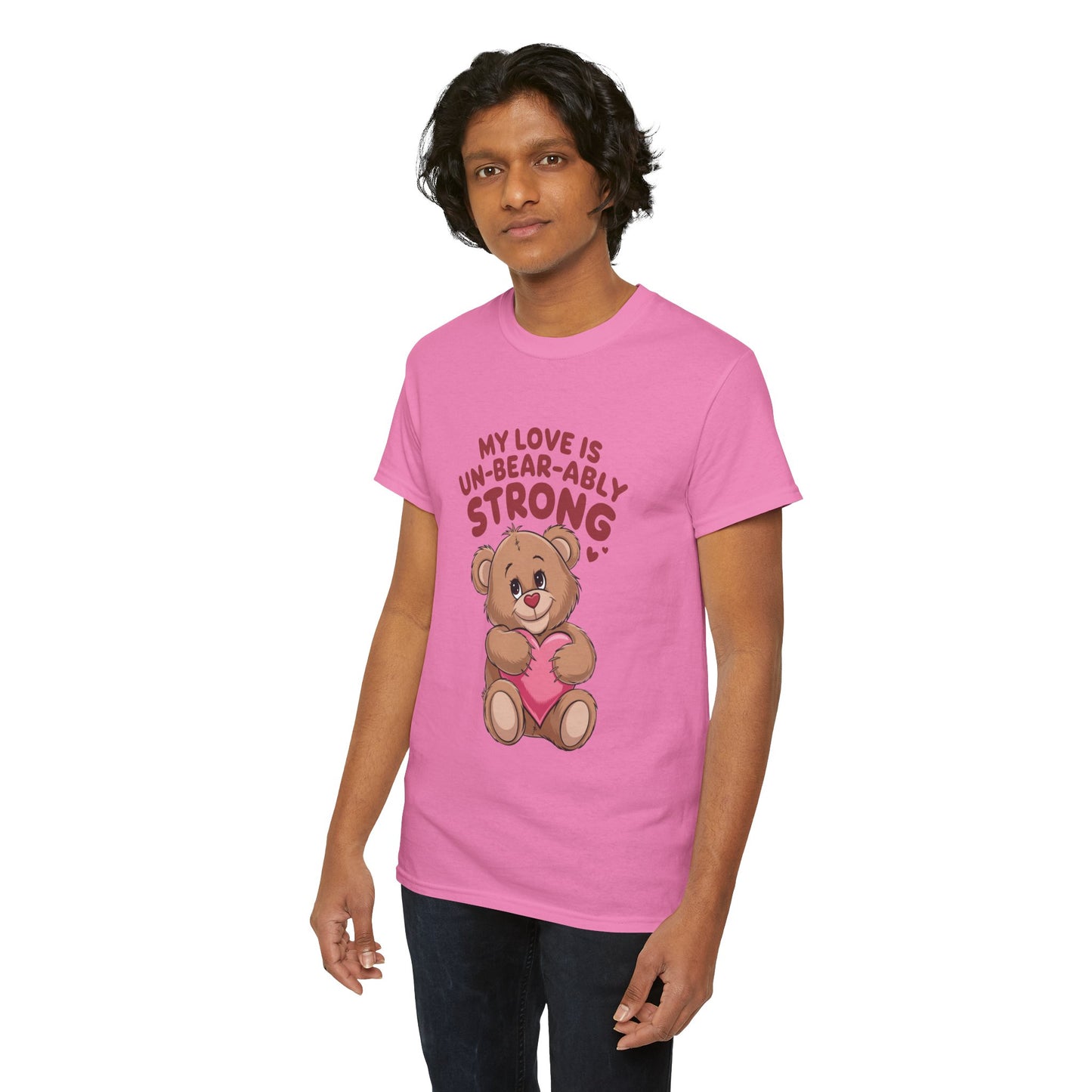 Un-Bear-ably Strong Valentine Shirt, Teddy Bear Heart Tee, Cute Love Graphic T-Shirt, Valentines Gift, Romantic Couple Top, Gift For Her