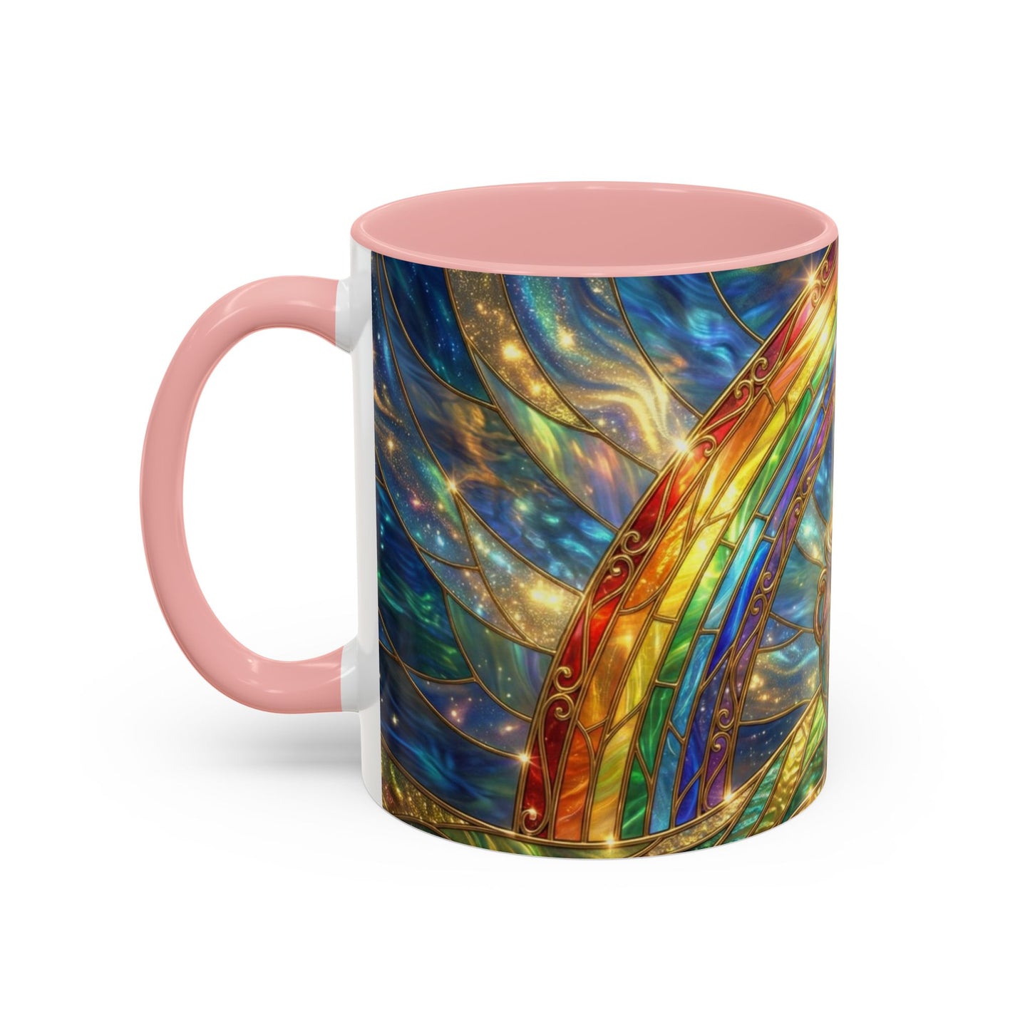 Stained Glass Pot of Gold Mug, Rainbow Coffee Cup, St Patricks Day Gift, Magical Fantasy Tea Mug, Celestial Drinkware, Lucky Irish Gift