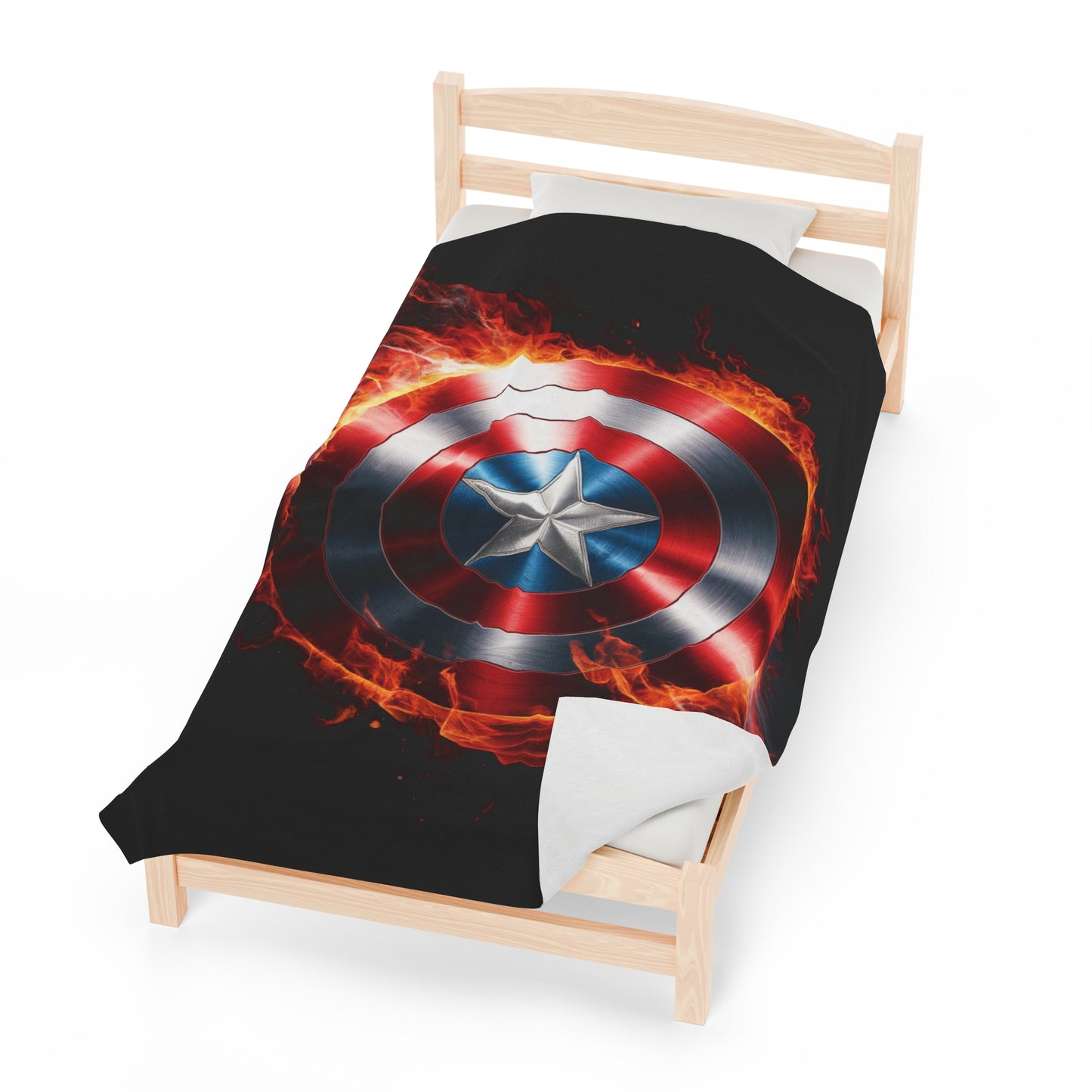 Plush Blanket Shield Flames Design