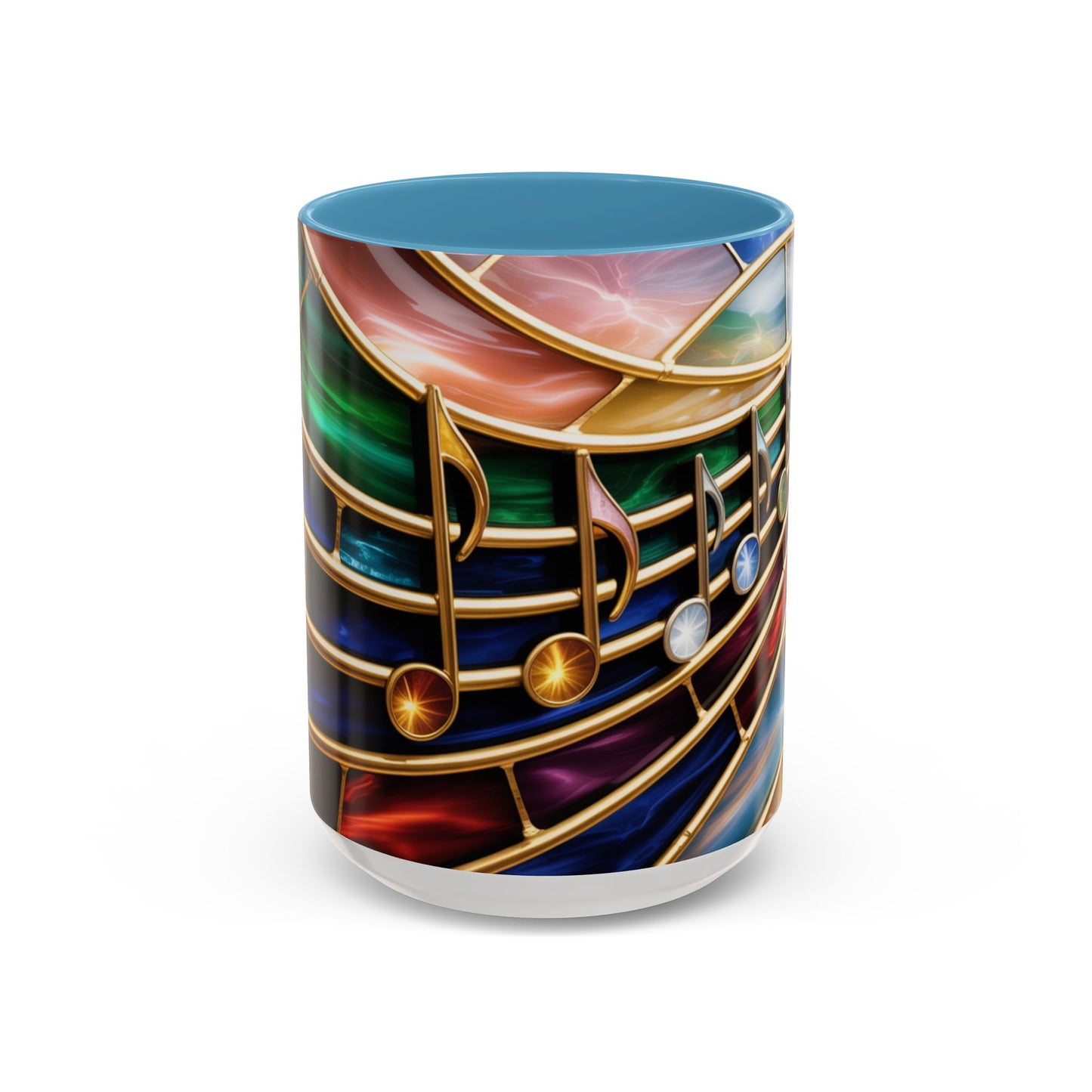 Stained Glass Music Mug, Musical Notes Coffee Cup, Colorful Treble Clef Mug, Musician Gift Idea, Music Lover Cup, Art Mug for Singers