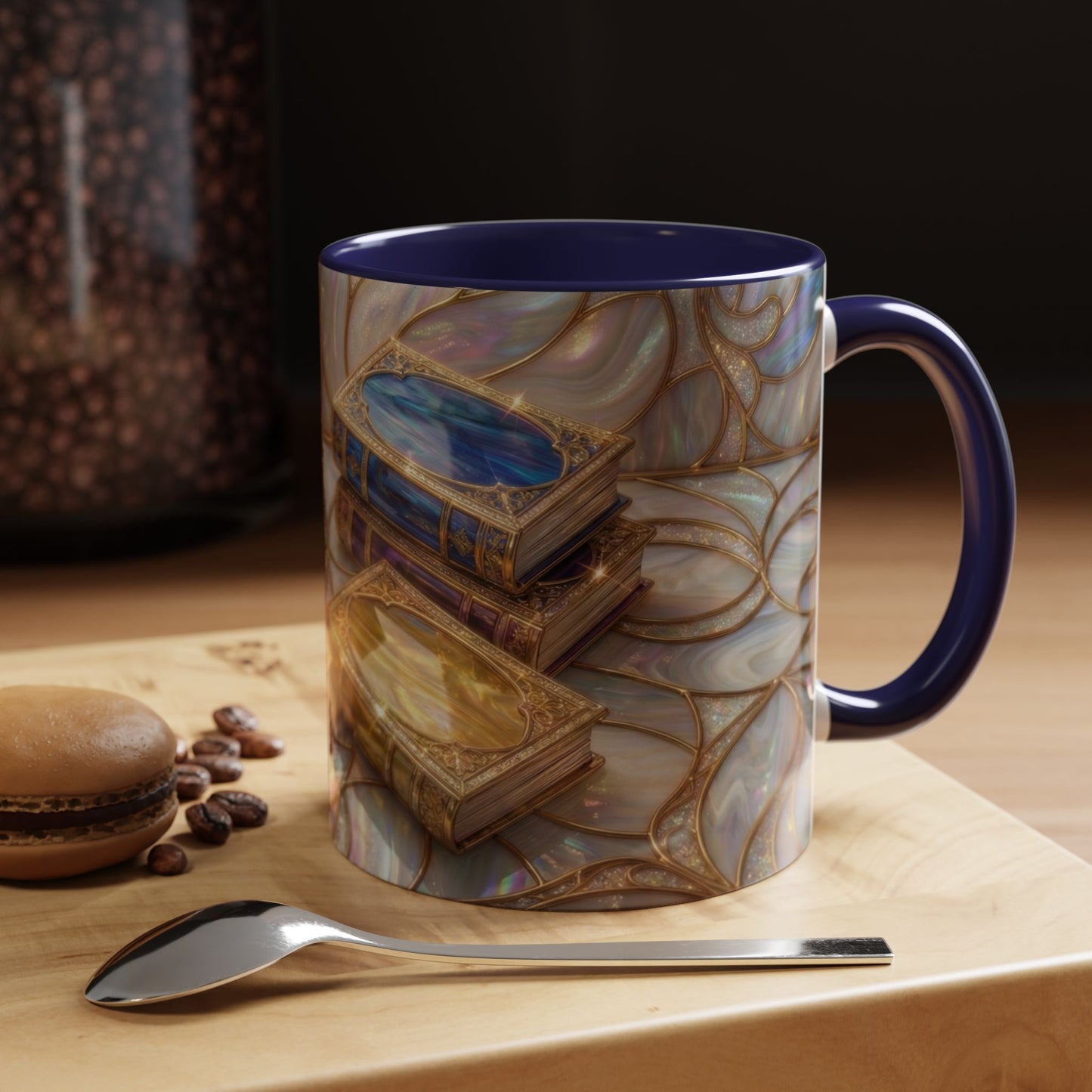Stained Glass Book Mug, Fantasy Book Lover Coffee Cup, Magical Library Mug, Bookish Gift For Readers, Dark Academia Mug