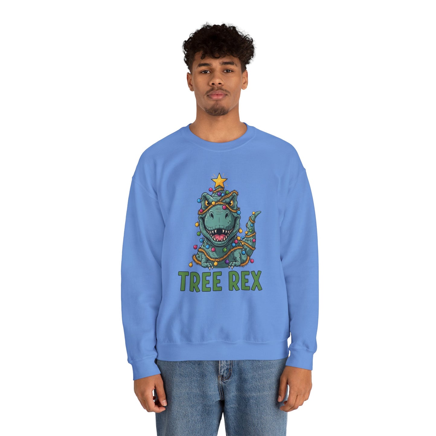 Tree Rex Christmas Sweatshirt, Funny Dinosaur Holiday Sweater, Cute T-Rex Christmas Crewneck, Festive Unisex Gift For Friends And Family