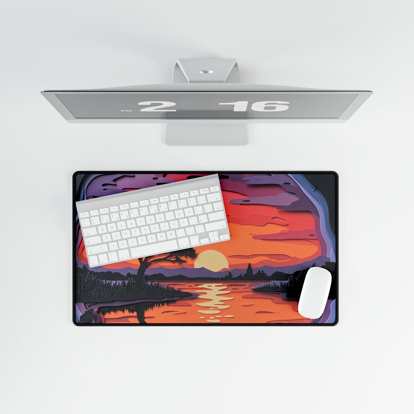 Mouse Pad Desk Mat - Artistic Paper Sunset Design