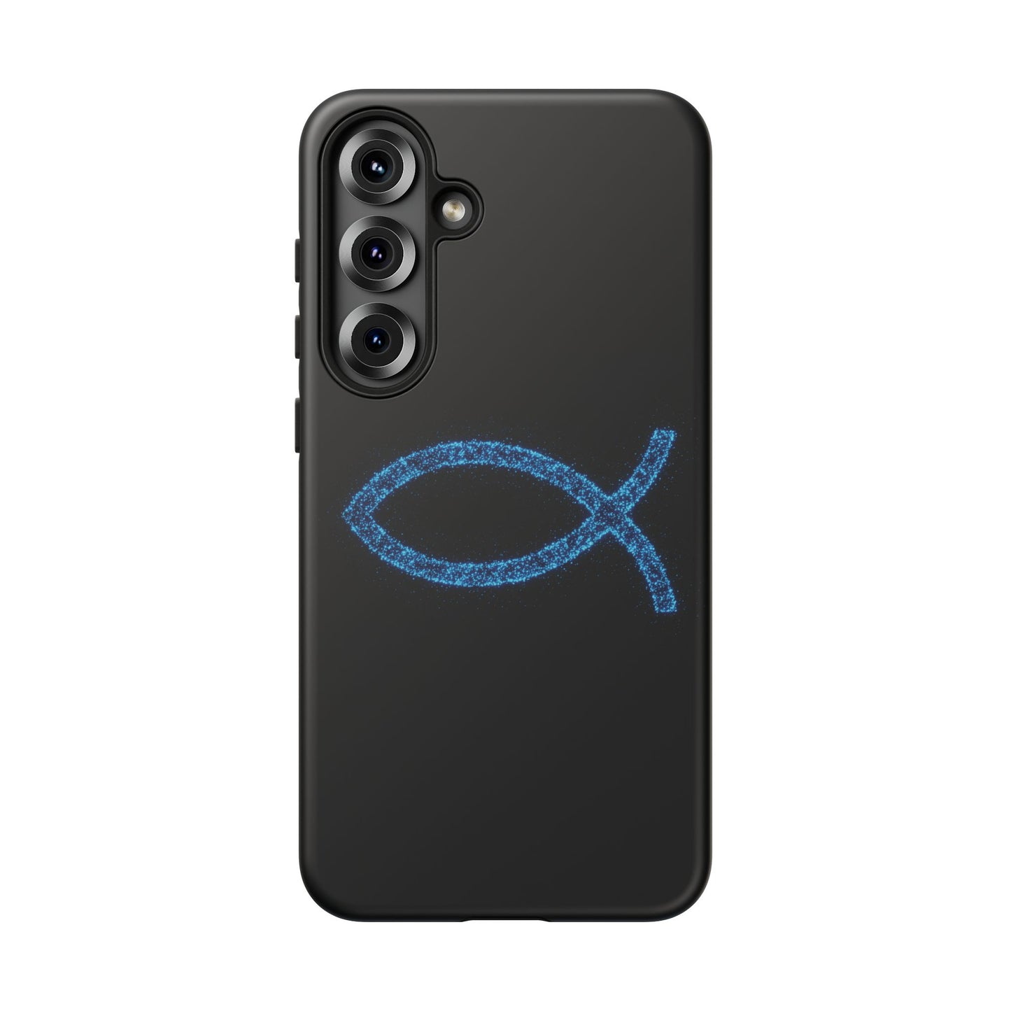 Blue Glitter Fish Symbol Samsung Phone Case - Durable & Stylish for Faith Enthusiasts