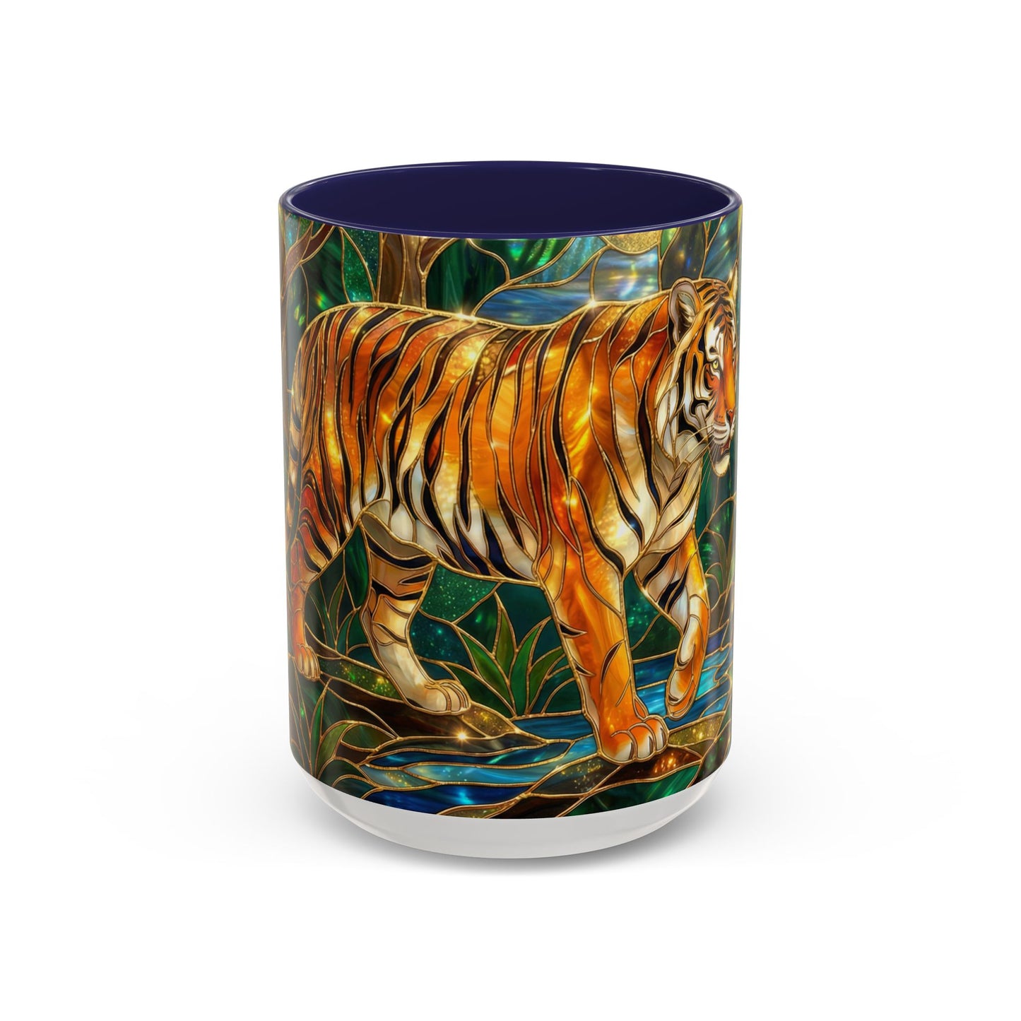 Stained Glass Tiger Mug, Tiger Coffee Cup, Wildlife Art Mug, Jungle Tiger Gift, Animal Lover Mug, Nature Inspired Coffee Cup