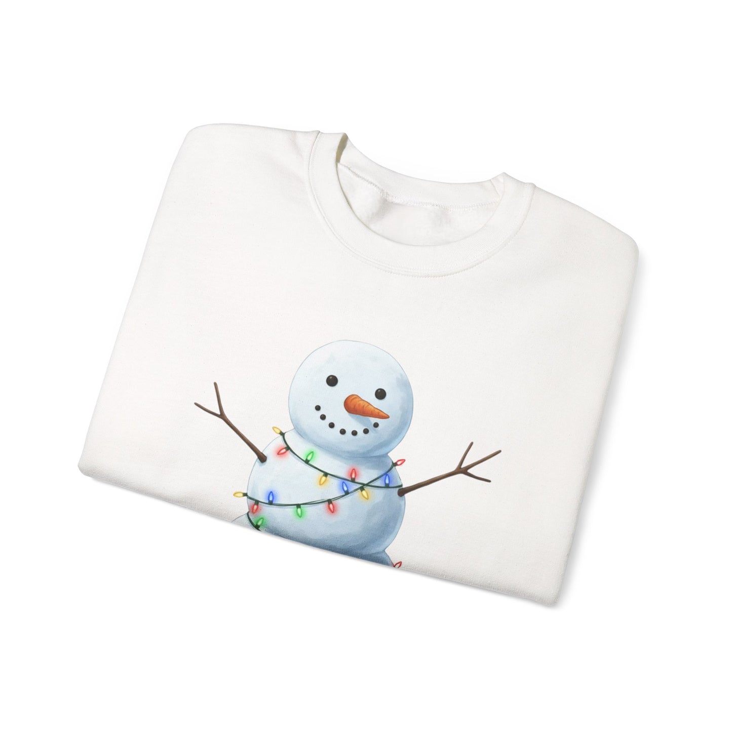 Cute Snowman Christmas Sweatshirt, Holiday Snowman Lights Sweater, Winter Snowman Crewneck, Cozy Christmas Gift, Festive Holiday Shirt