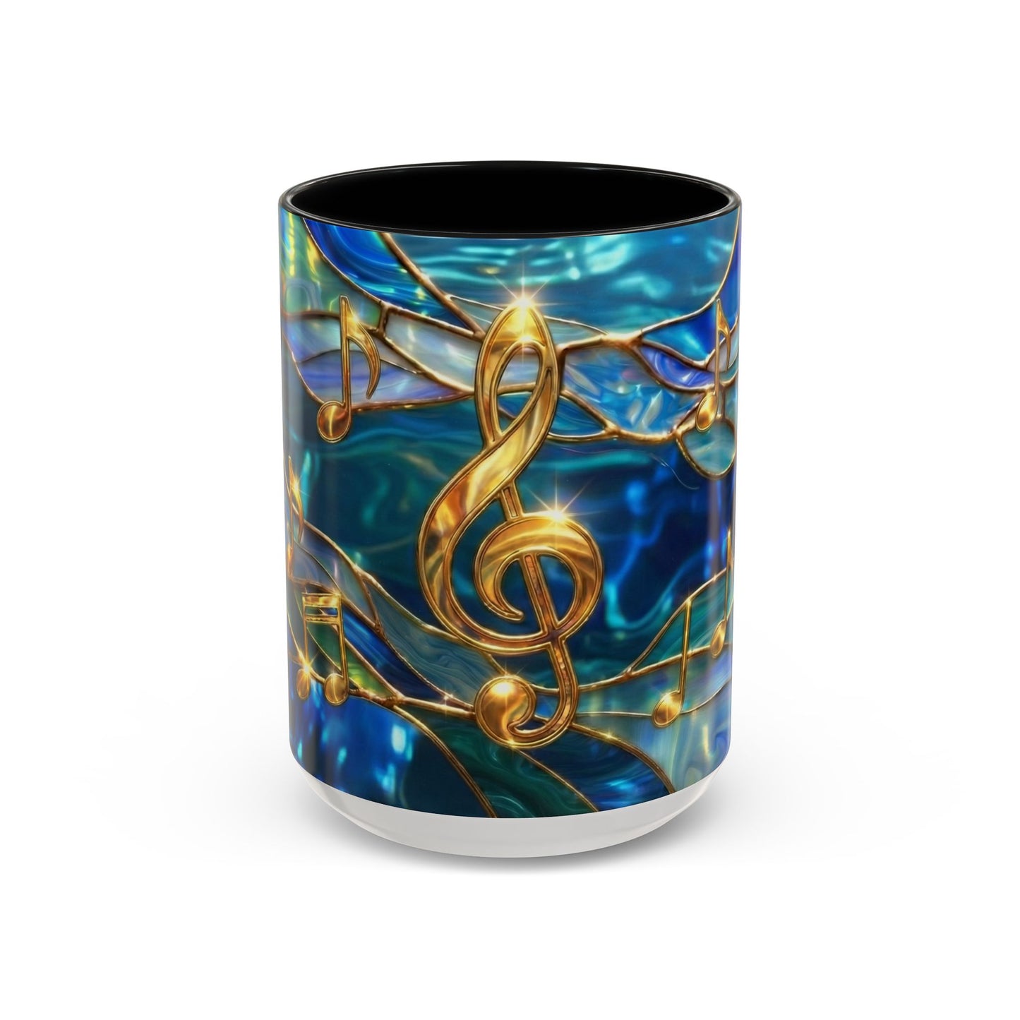 Music Notes Mug, Stained Glass Music Coffee Mug, Musical Gift Mug, Music Lover Cup, Music Teacher Gift, Artistic Coffee Mug