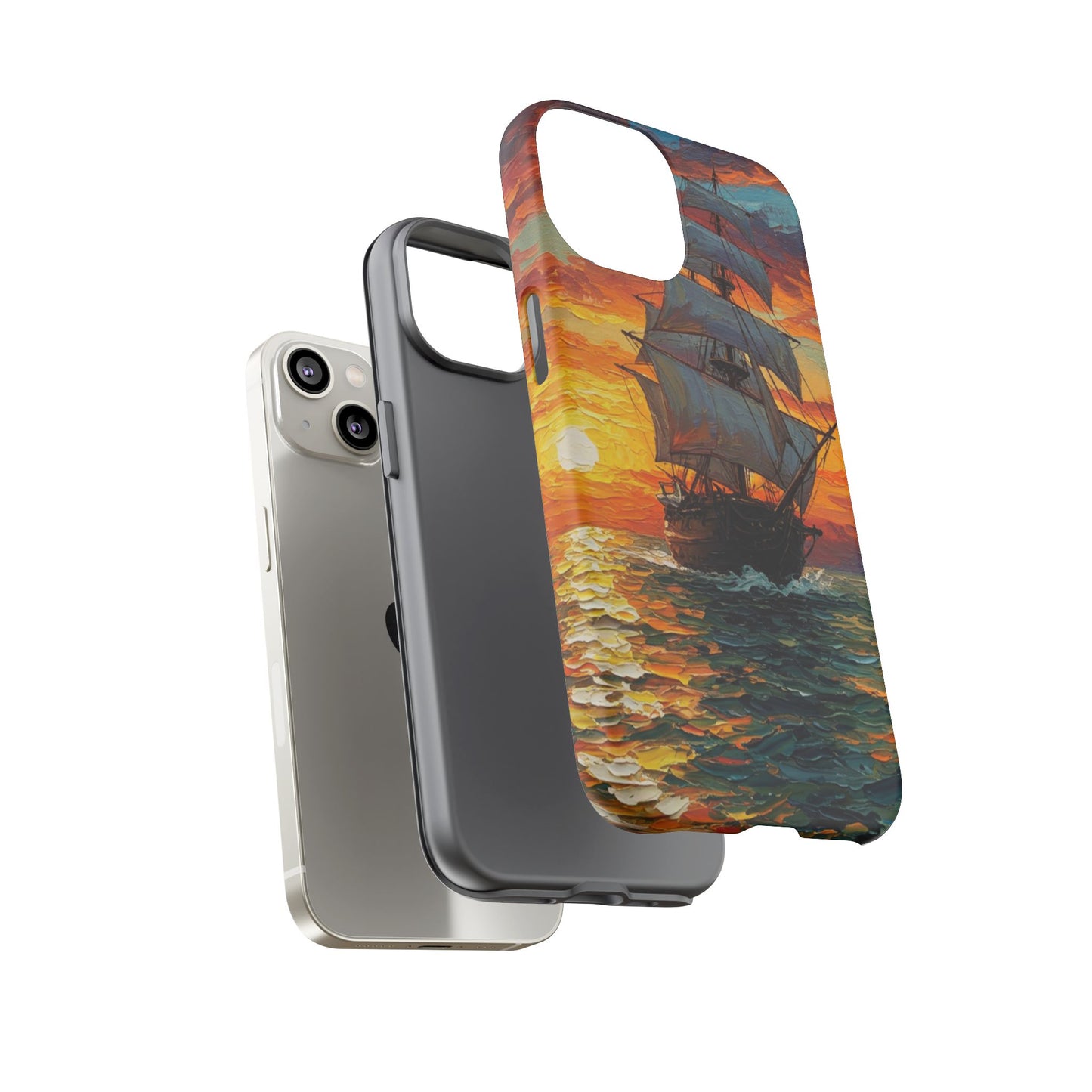 iPhone Case - Ship Sailing at Sunset Design