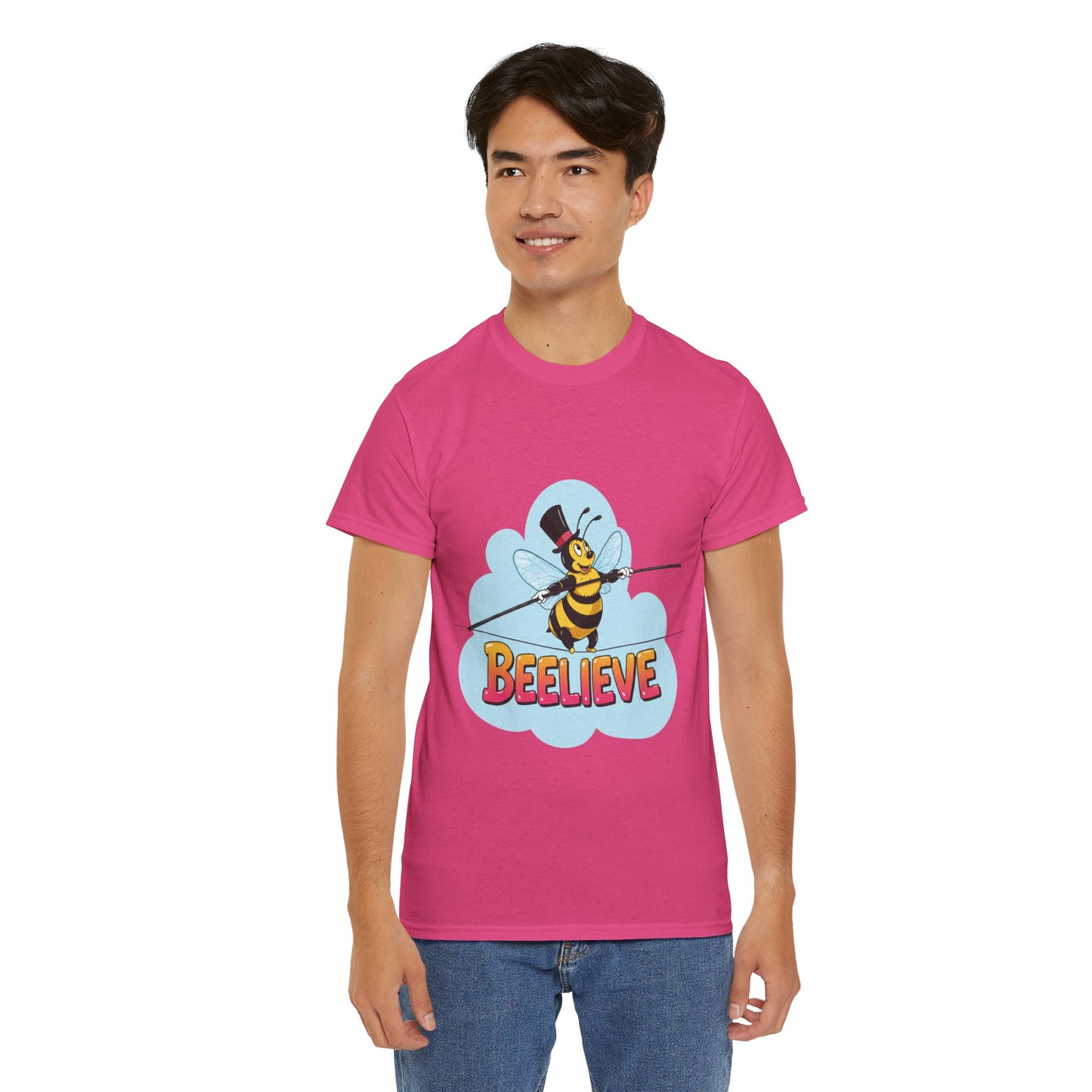 “Beelieve” Bee Pun T‑Shirt | Cute Bee Graphic Tee | Inspirational Pun Shirt | Funny Nature Lover Gift | Bee Belief Positive Vibes Tee
