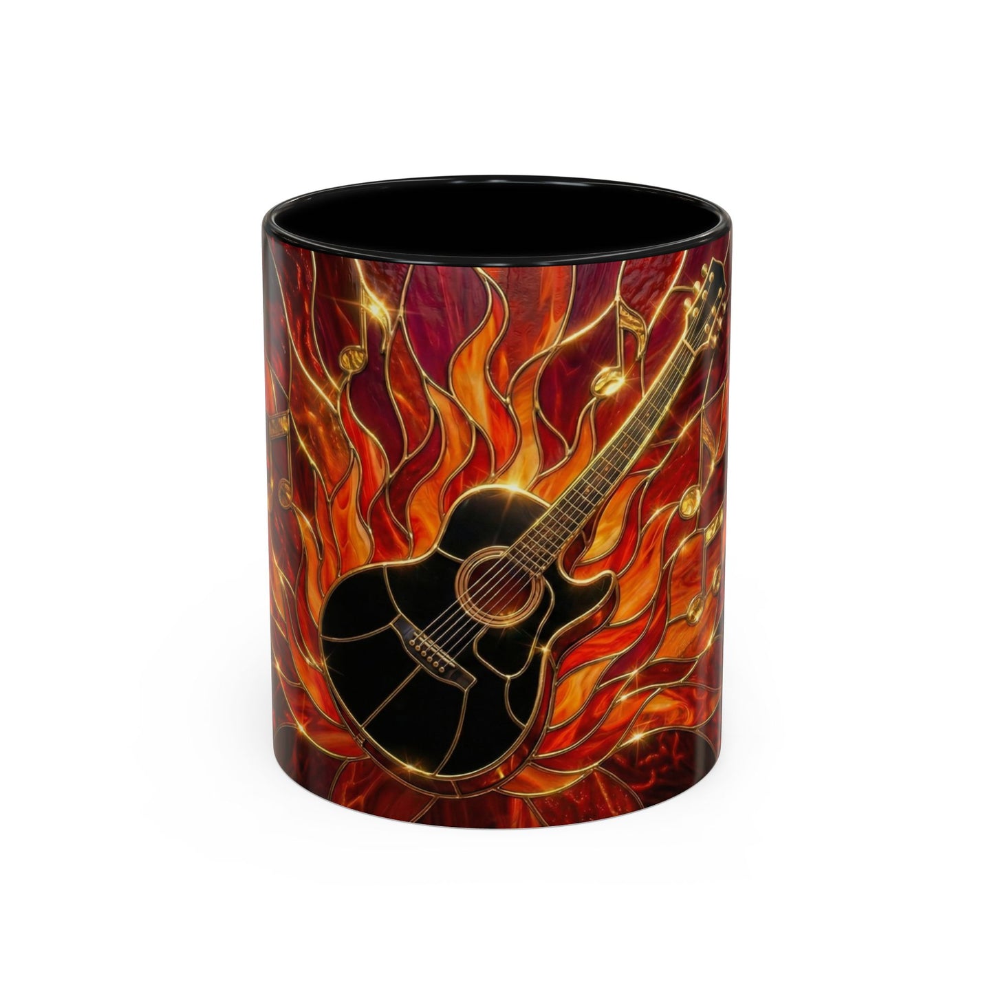 Stained Glass Guitar Mug, Fire Guitar Coffee Mug, Music Lover Gift Mug, Rock Guitar Art Cup, Musician Gift Mug, Guitar Lover Cup