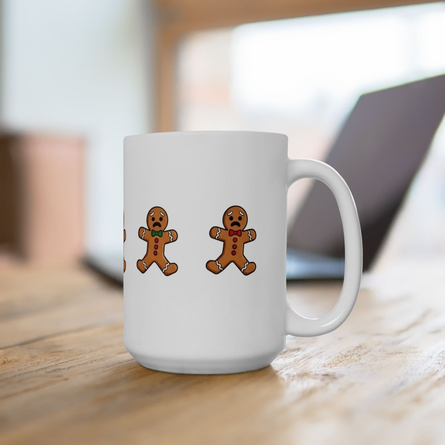 Funny Christmas Mug, Snowman and Gingerbread Mug, Holiday Coffee Cup Gift, Cute Winter Hot Cocoa Mug, Playful Festive Arcade Design