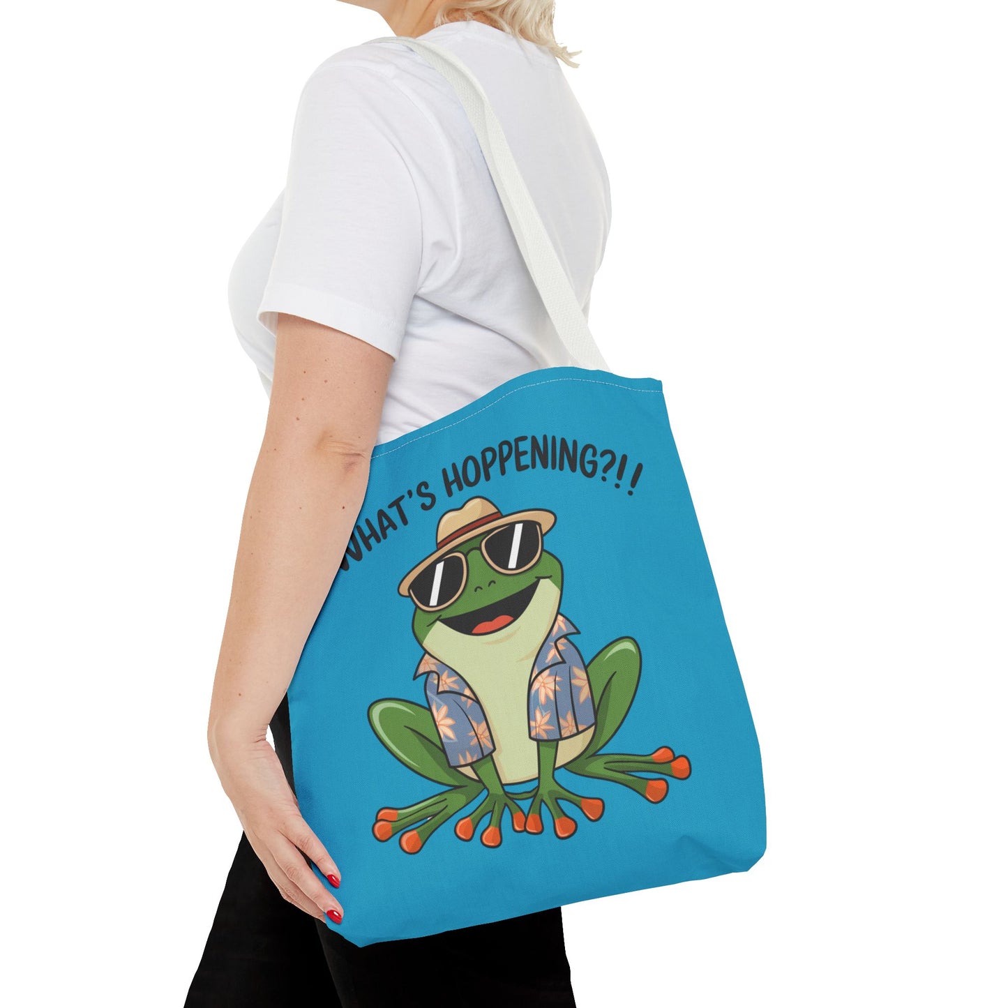 Frog Tote Bag - What's Hoppening Pun Design