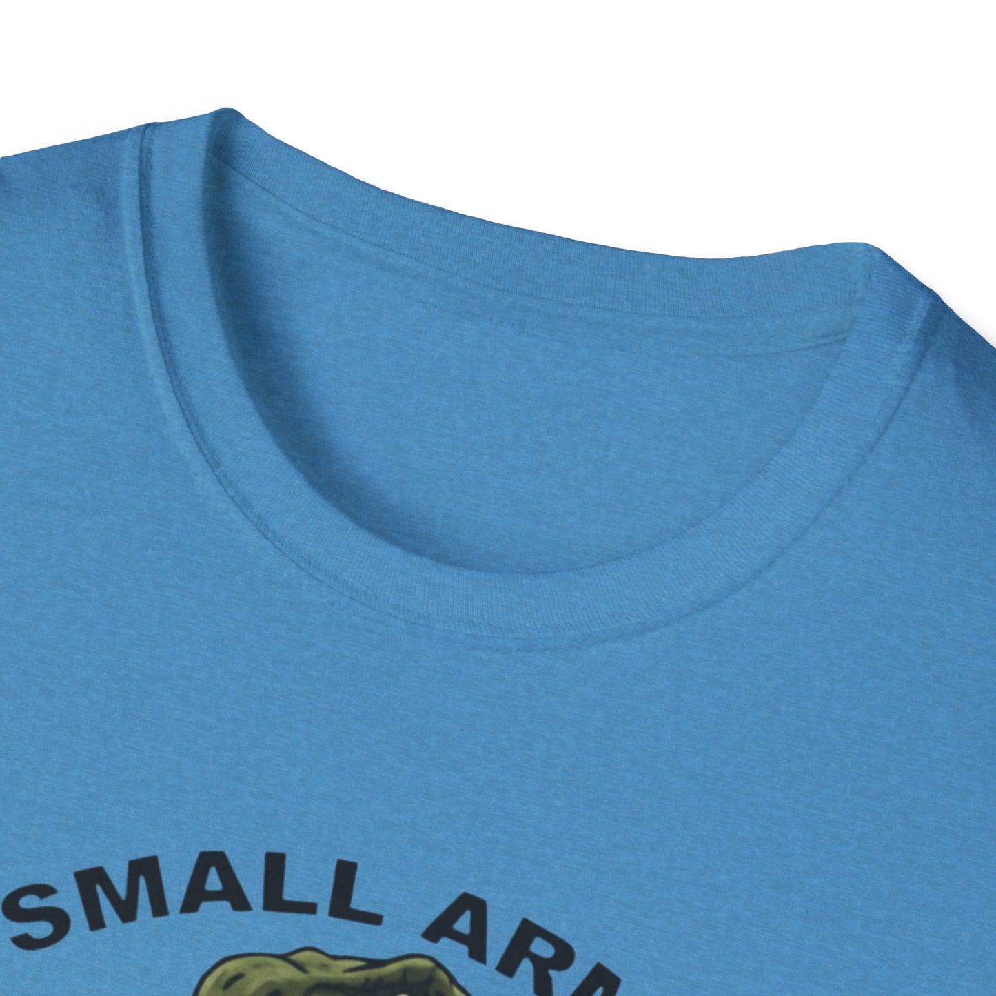 Funny Small Arms Dealer T-Rex Shirt, Dinosaur Pun Tee, Hilarious Graphic T-Shirt for Men & Women, Great Gift for Dad, Friend, or Coworker