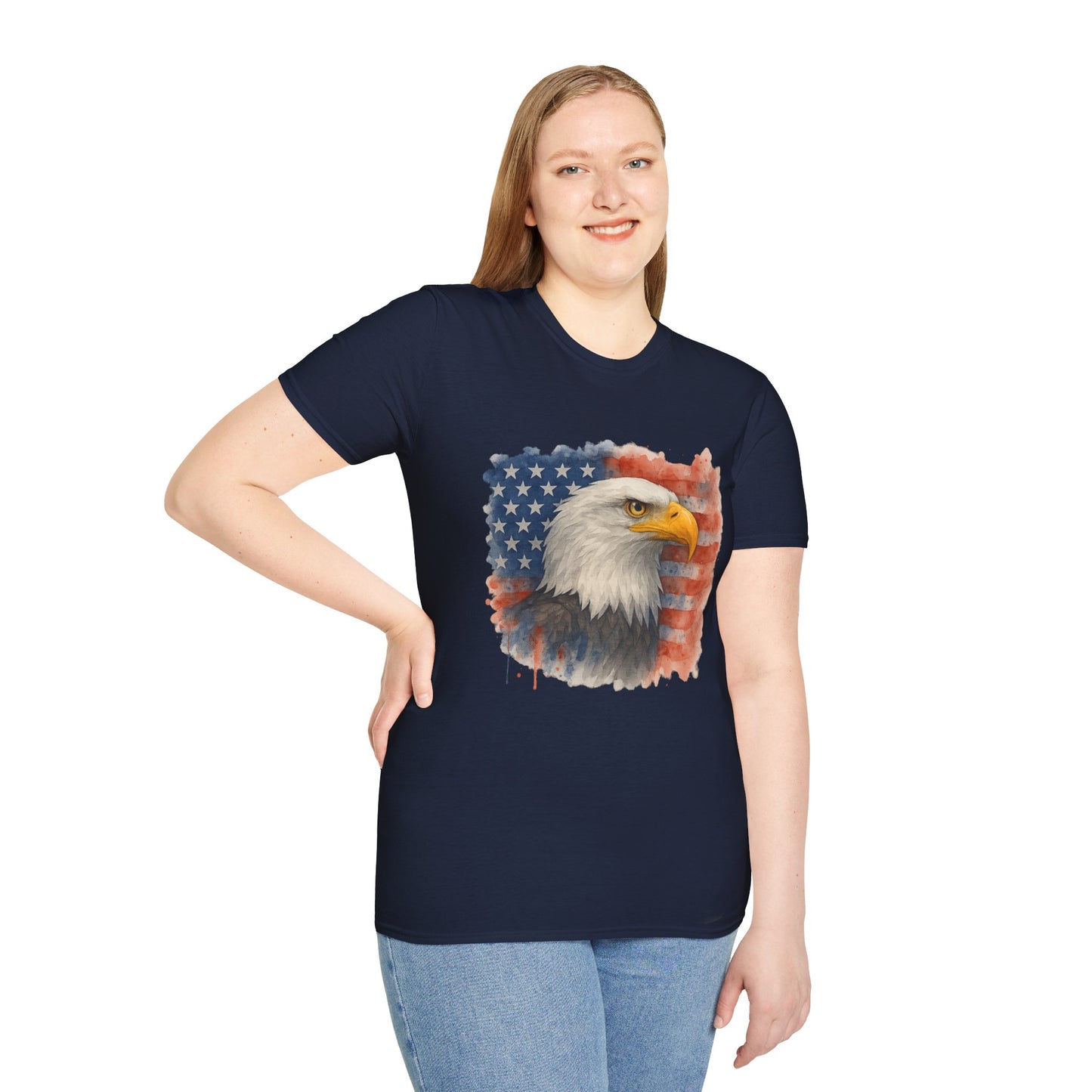 American Eagle & Flag T‑Shirt | Patriotic Graphic Tee | Bald Eagle USA Shirt | 4th of July Tee | Independence Day Apparel