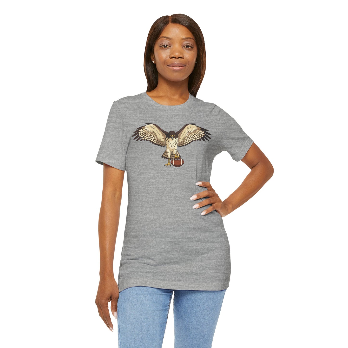 Hawk Football Shirt, Hawk Holding Football T Shirt, Football Mascot Tee, Bird Of Prey Shirt, Sports Fan Gift, Game Day Hawk Tee