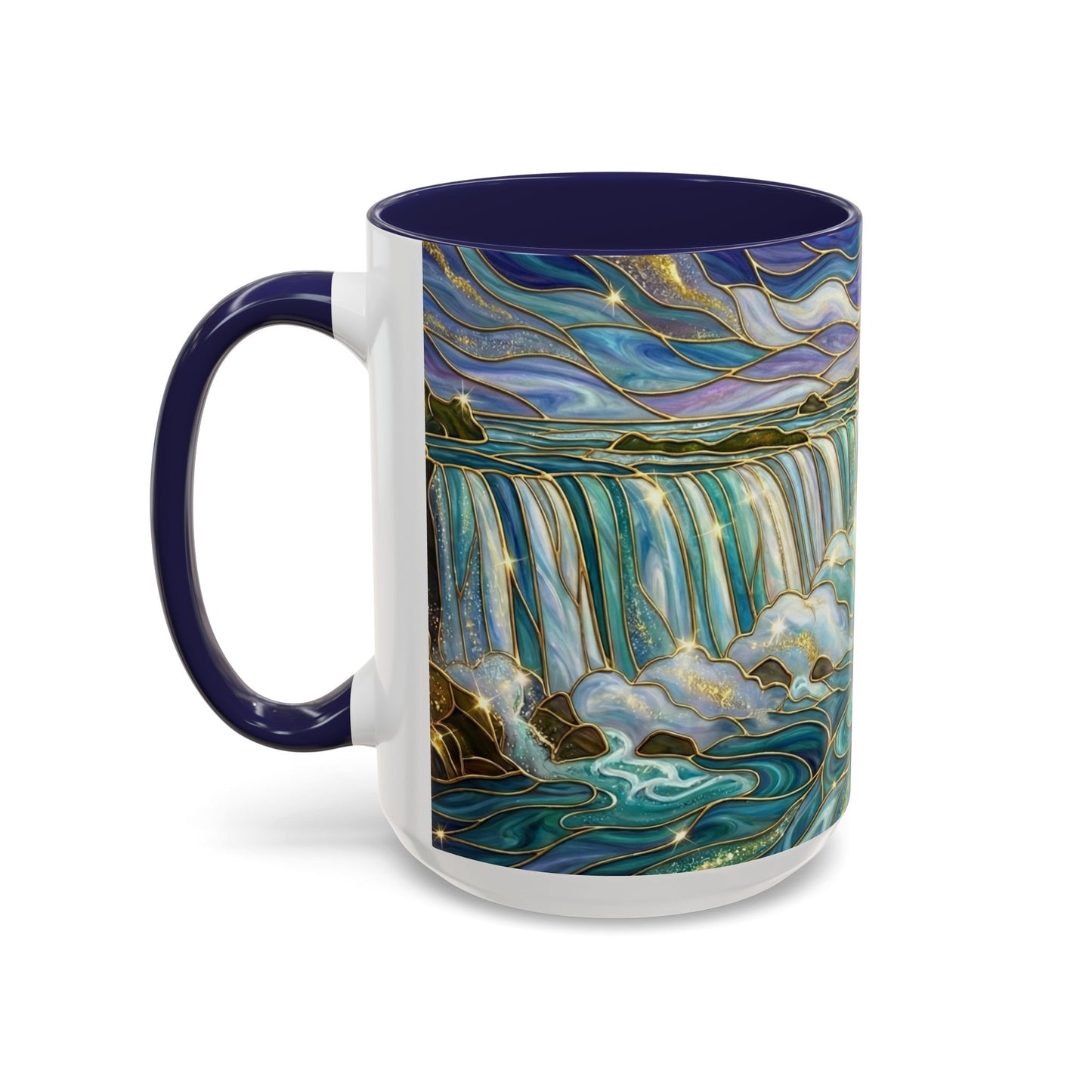 Faux Stained Glass Niagara Falls Mug, Waterfall Coffee Cup, Canada Souvenir Gift, Upstate New York Travel Memento, Nature Lover Tea Cup