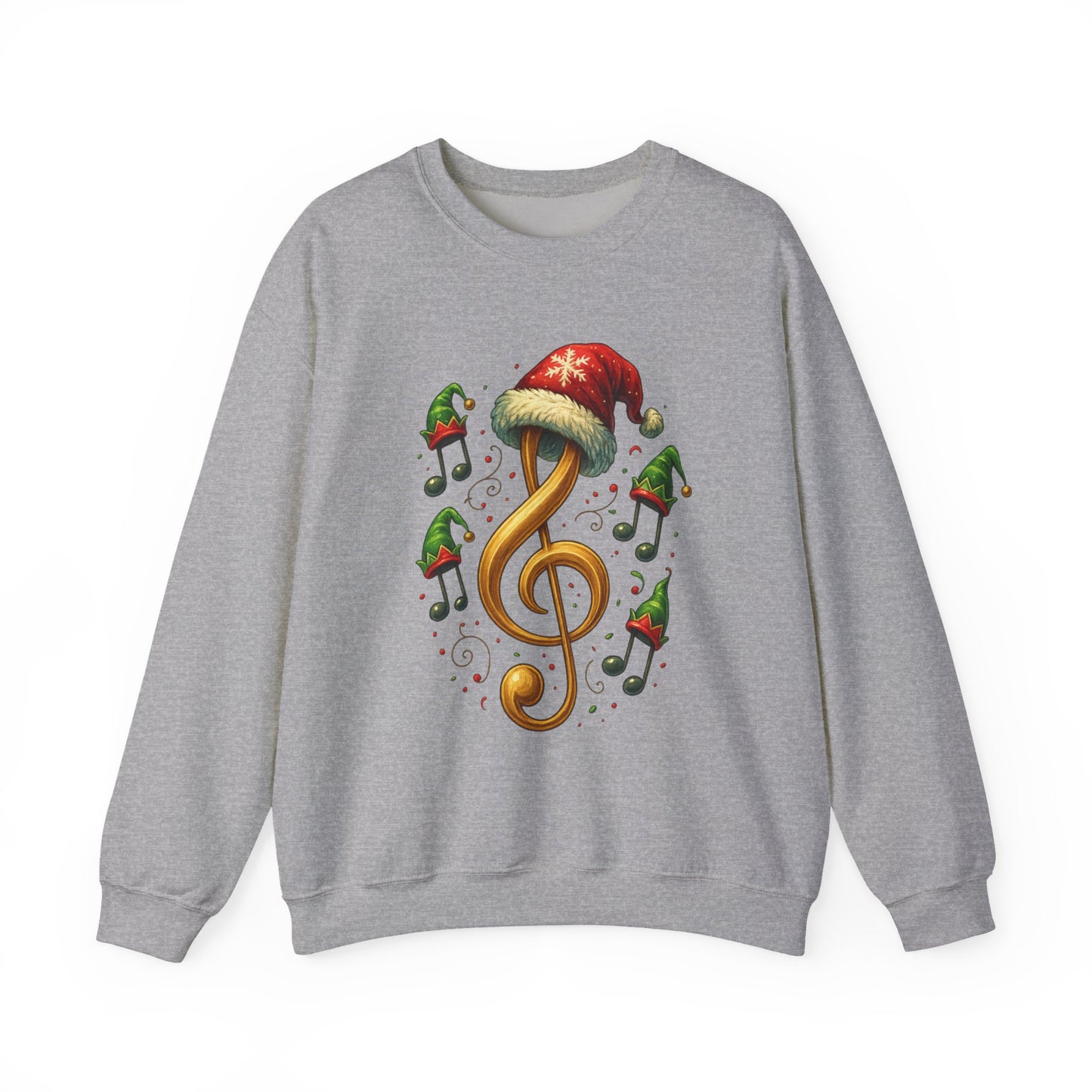 Christmas Music Note Sweatshirt, Holiday Treble Clef Sweater With Santa Hat, Festive Music Lover Gift, Cozy Winter Crewneck Unisex Top