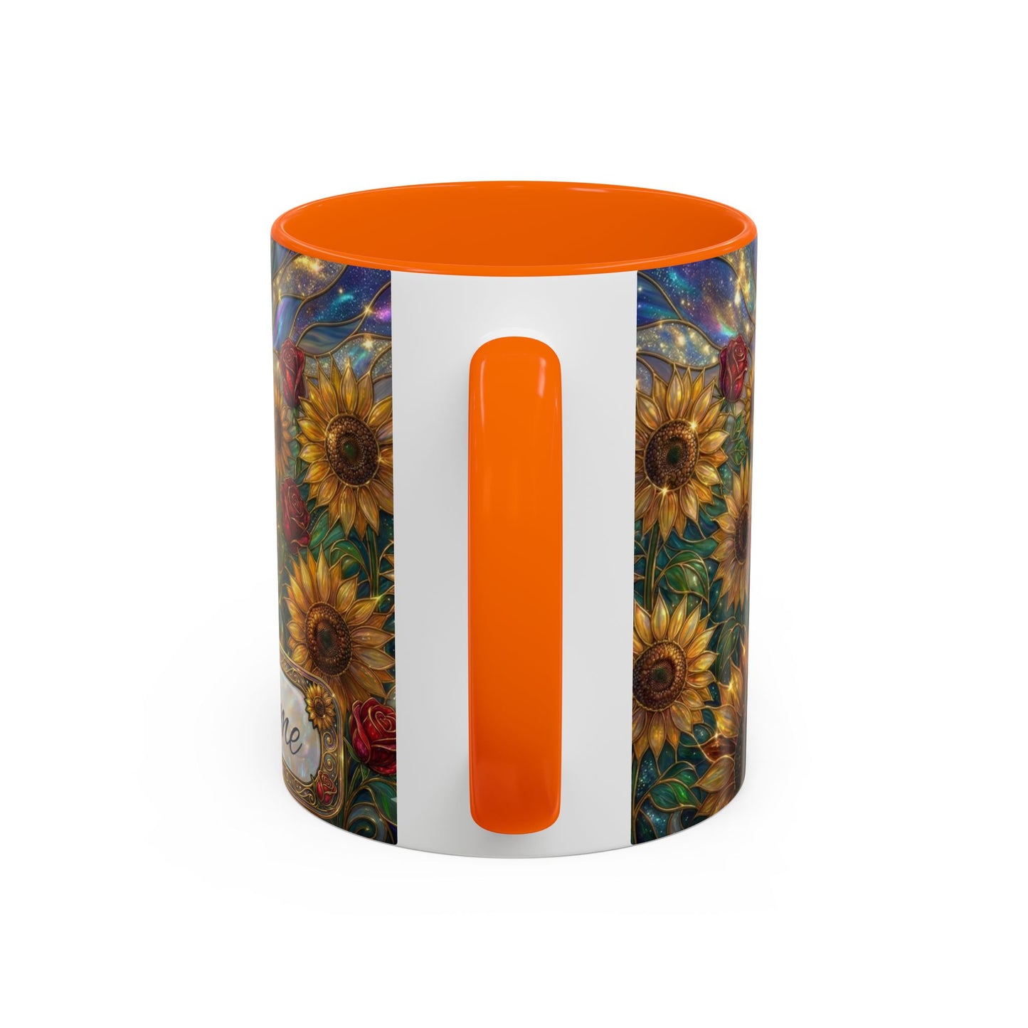 Personalized Stained Glass Sunflower Mug, Custom Red Rose Floral Coffee Cup, Celestial Night Sky Botanical Teacup, Gift For Flower Lover