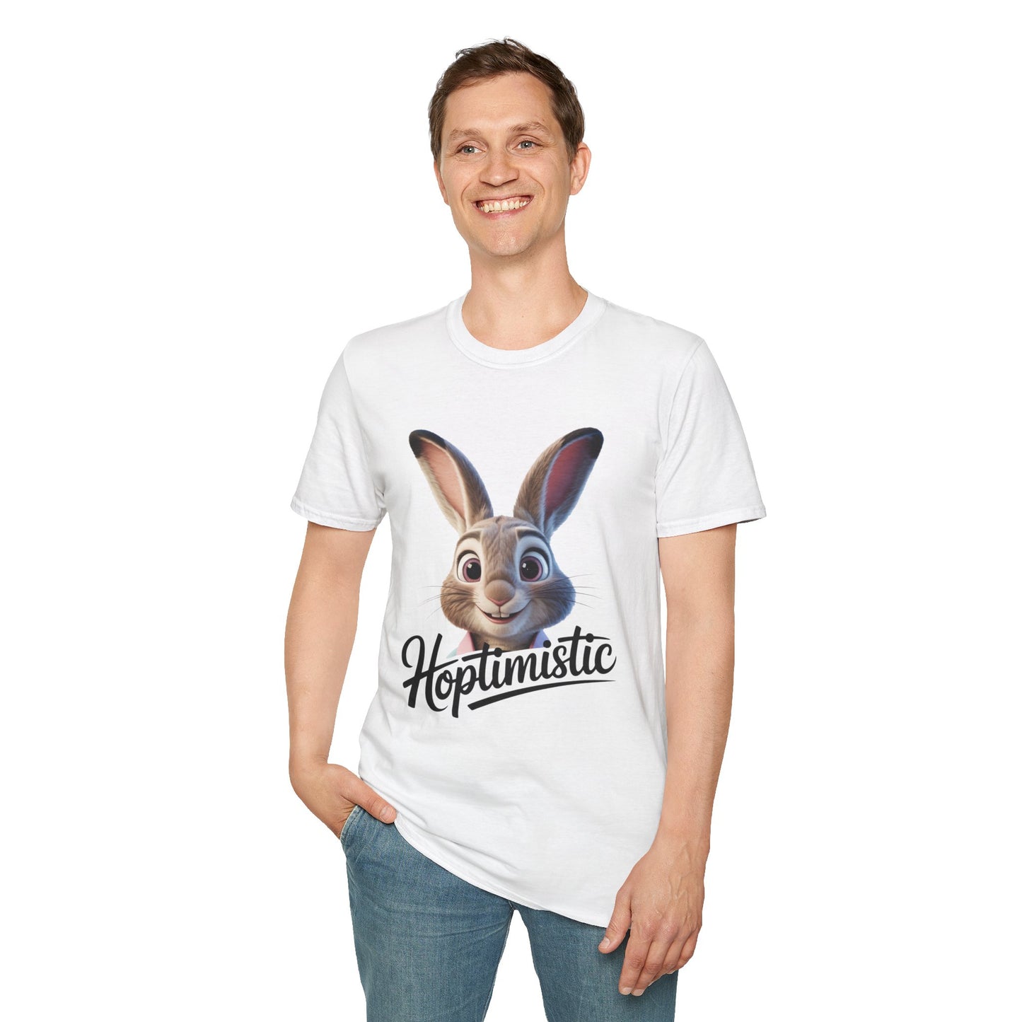 Hoptimistic Bunny T-Shirt, Cute Rabbit Pun Shirt, Positive Quote Tee, Animal Lover Gift, Funny Motivational Top, Easter Or Everyday Wear