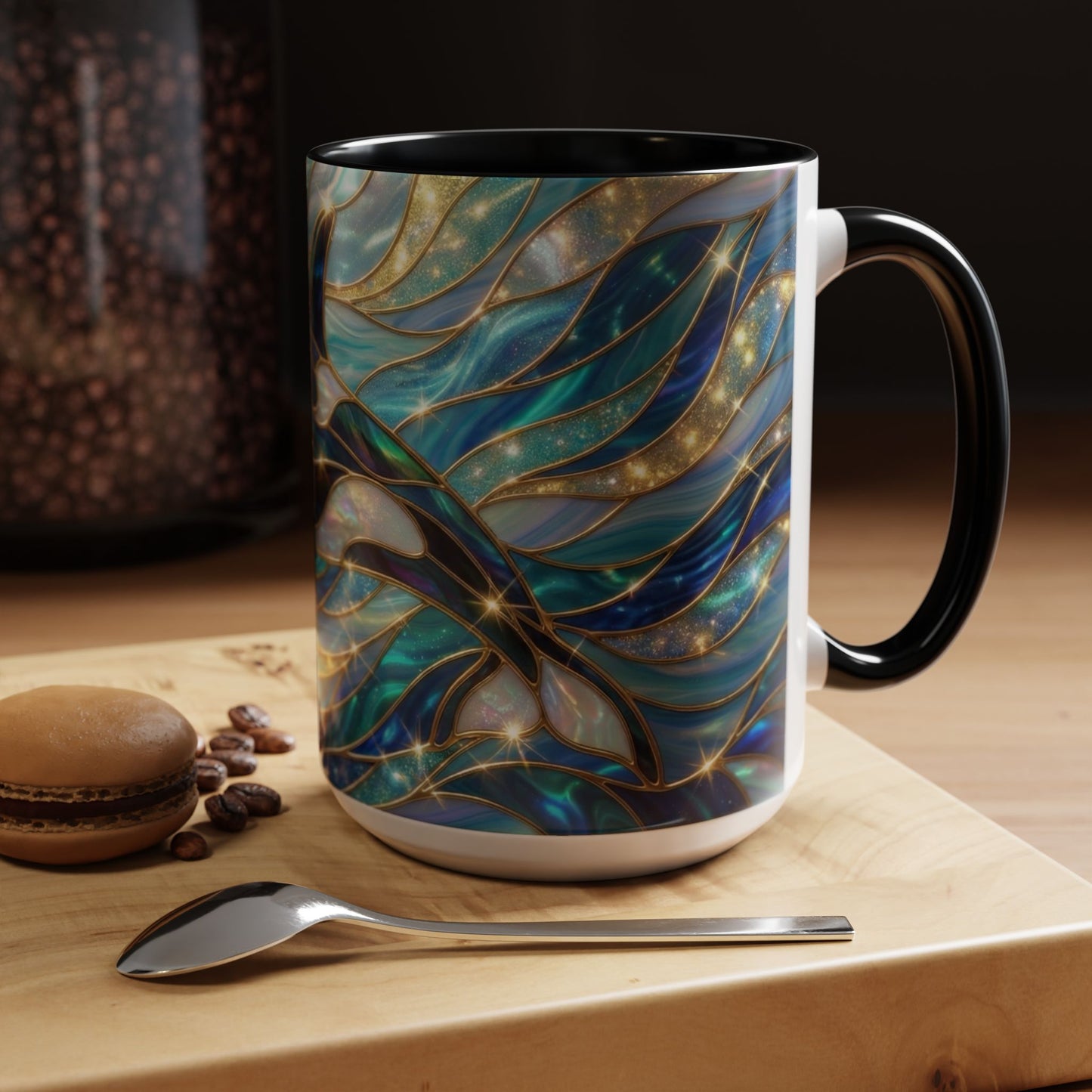 Orca Coffee Mug, Killer Whale Mug, Stained Glass Orca Art Mug, Ocean Animal Coffee Cup, Marine Life Gift, 11oz 15oz Ceramic Mug