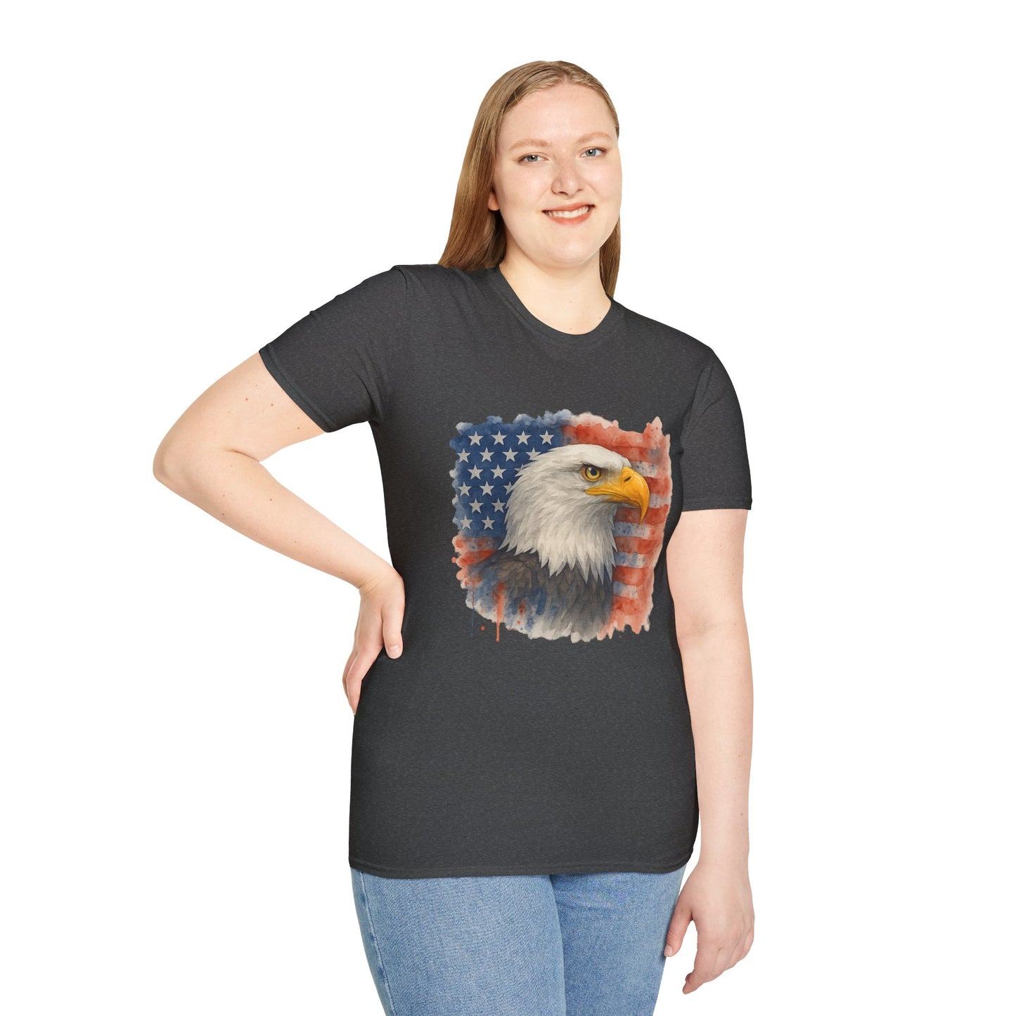 American Eagle & Flag T‑Shirt | Patriotic Graphic Tee | Bald Eagle USA Shirt | 4th of July Tee | Independence Day Apparel
