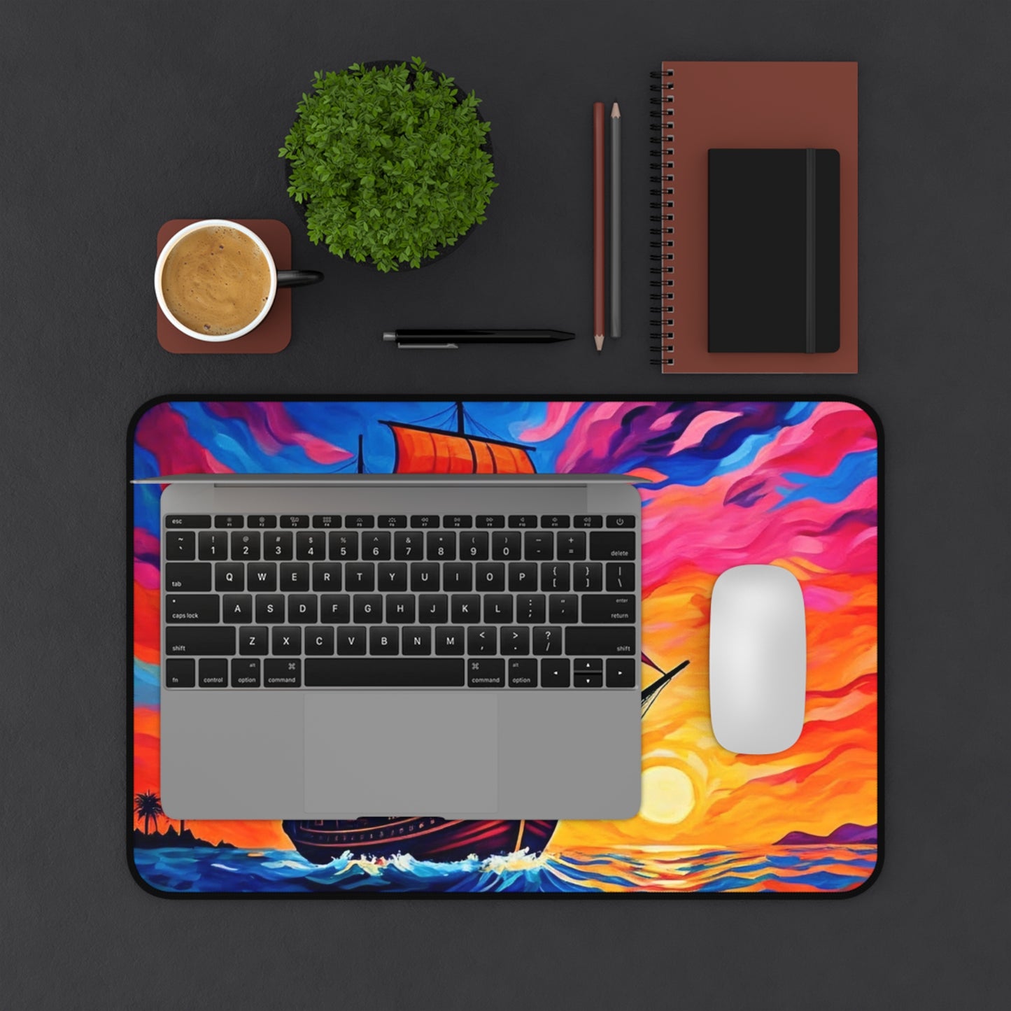 Desk Mat - Sunset Ship Sailing Mouse Pad