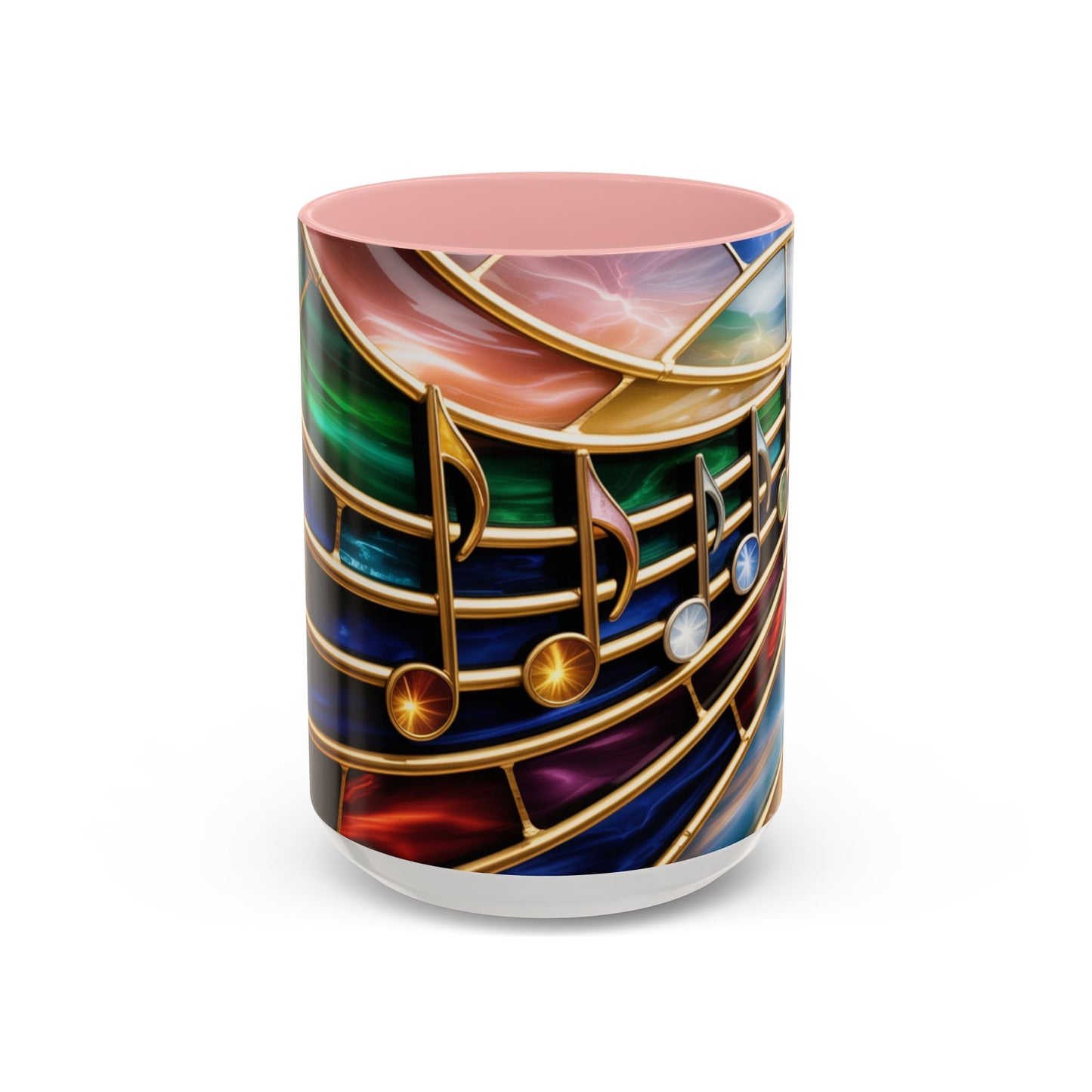 Stained Glass Music Mug, Musical Notes Coffee Cup, Colorful Treble Clef Mug, Musician Gift Idea, Music Lover Cup, Art Mug for Singers