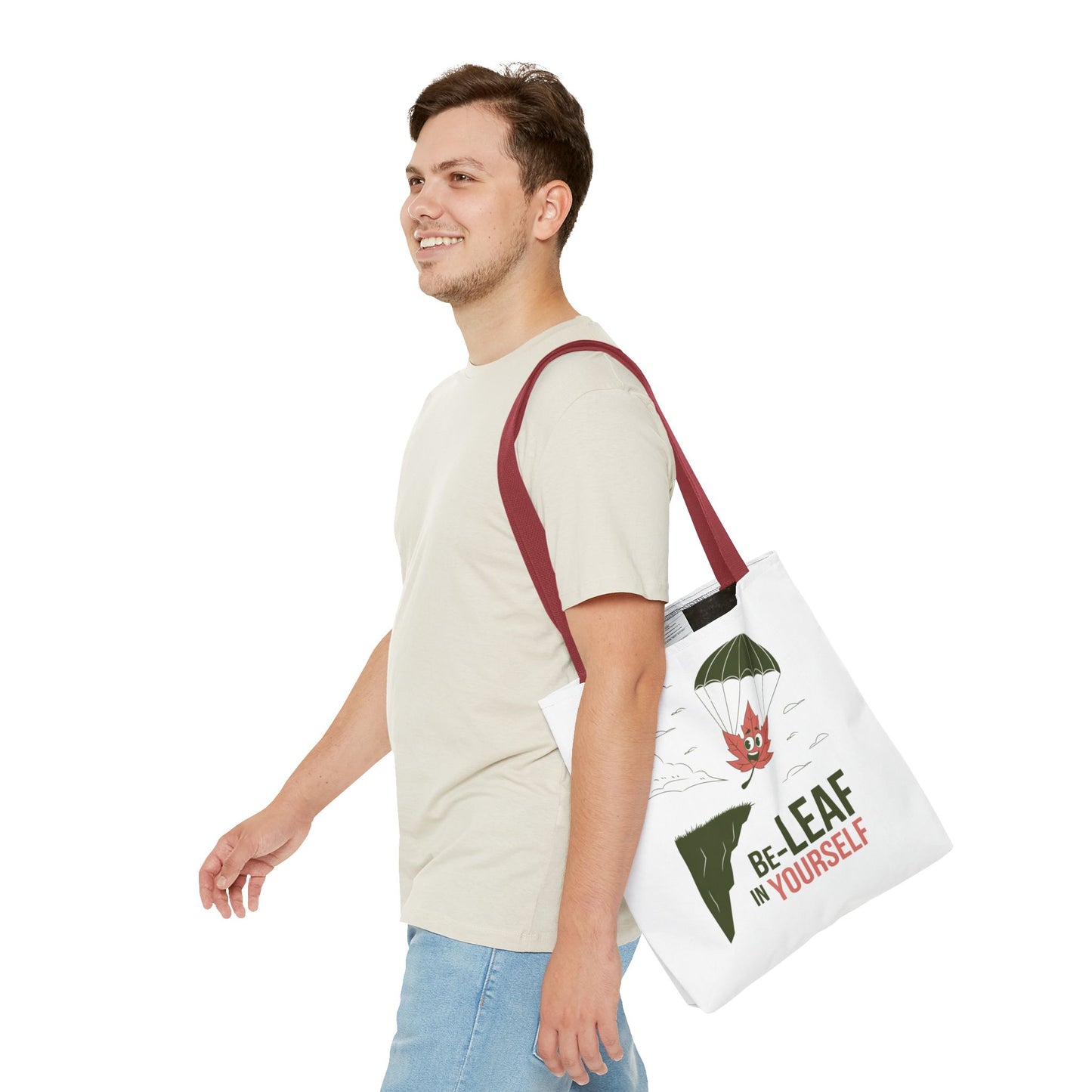 Tote Bag - Be-Leaf In Yourself Pun Design