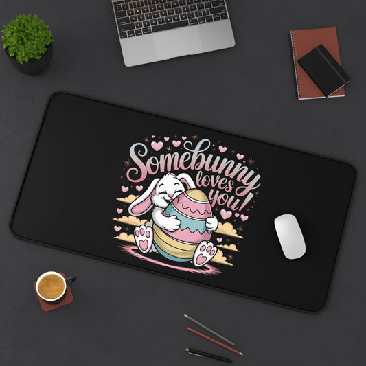 Desk Mat Easter Bunny Somebunny Loves You Mouse Pad Easter Desk Mat Easter Decor
