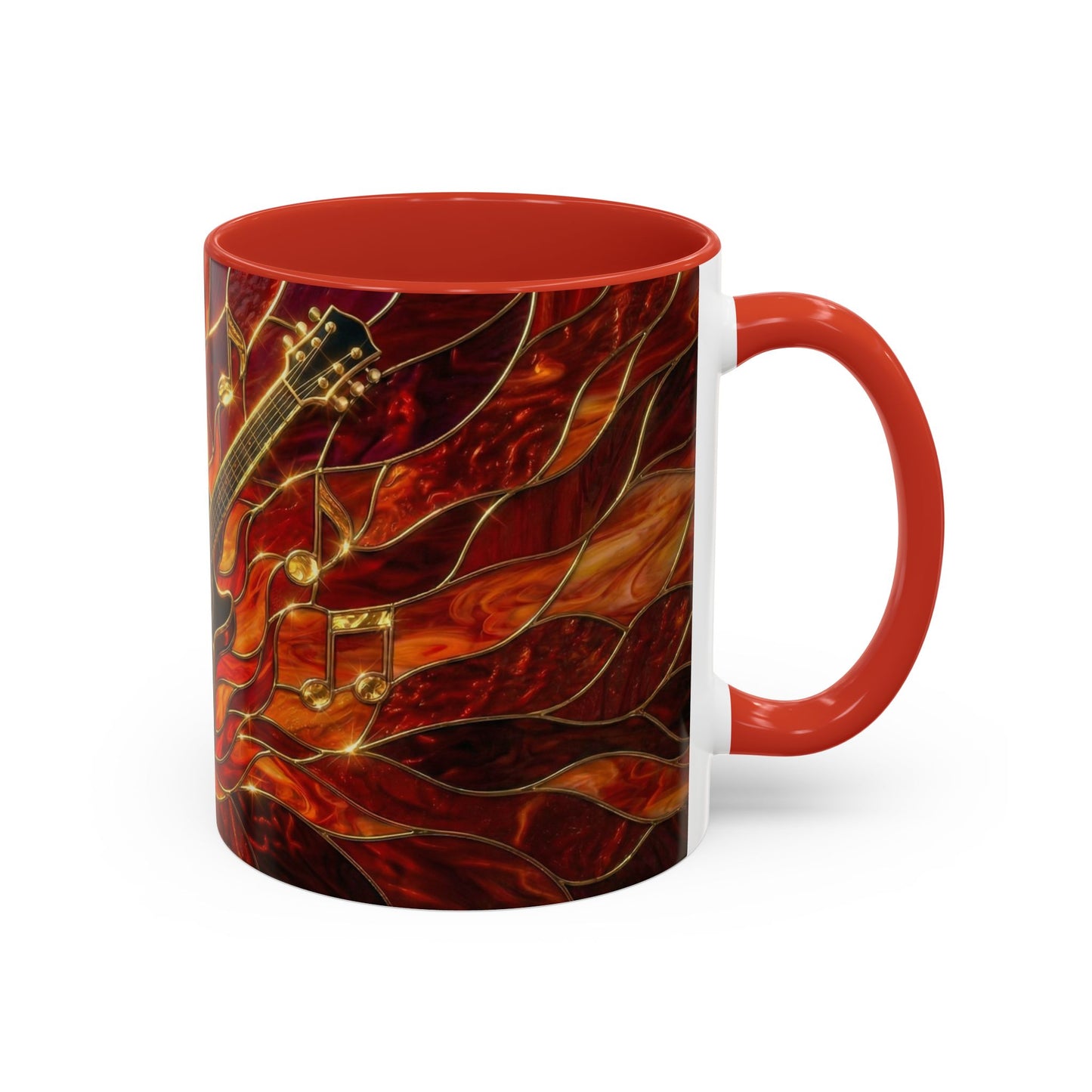 Stained Glass Guitar Mug, Fire Guitar Coffee Mug, Music Lover Gift Mug, Rock Guitar Art Cup, Musician Gift Mug, Guitar Lover Cup
