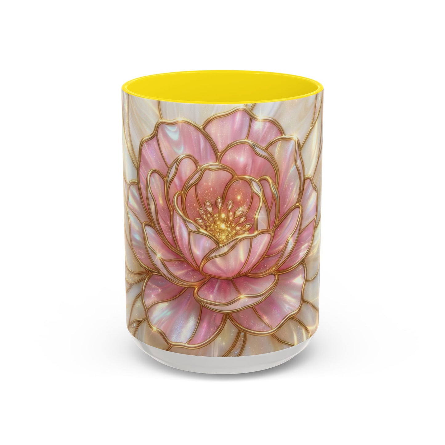 Pink Peony Stained Glass Mug, Gold Floral Coffee Cup, Elegant Flower Gift For Her, Fairycore Tea Cup, Mothers Day Present, Pearl Art Decor