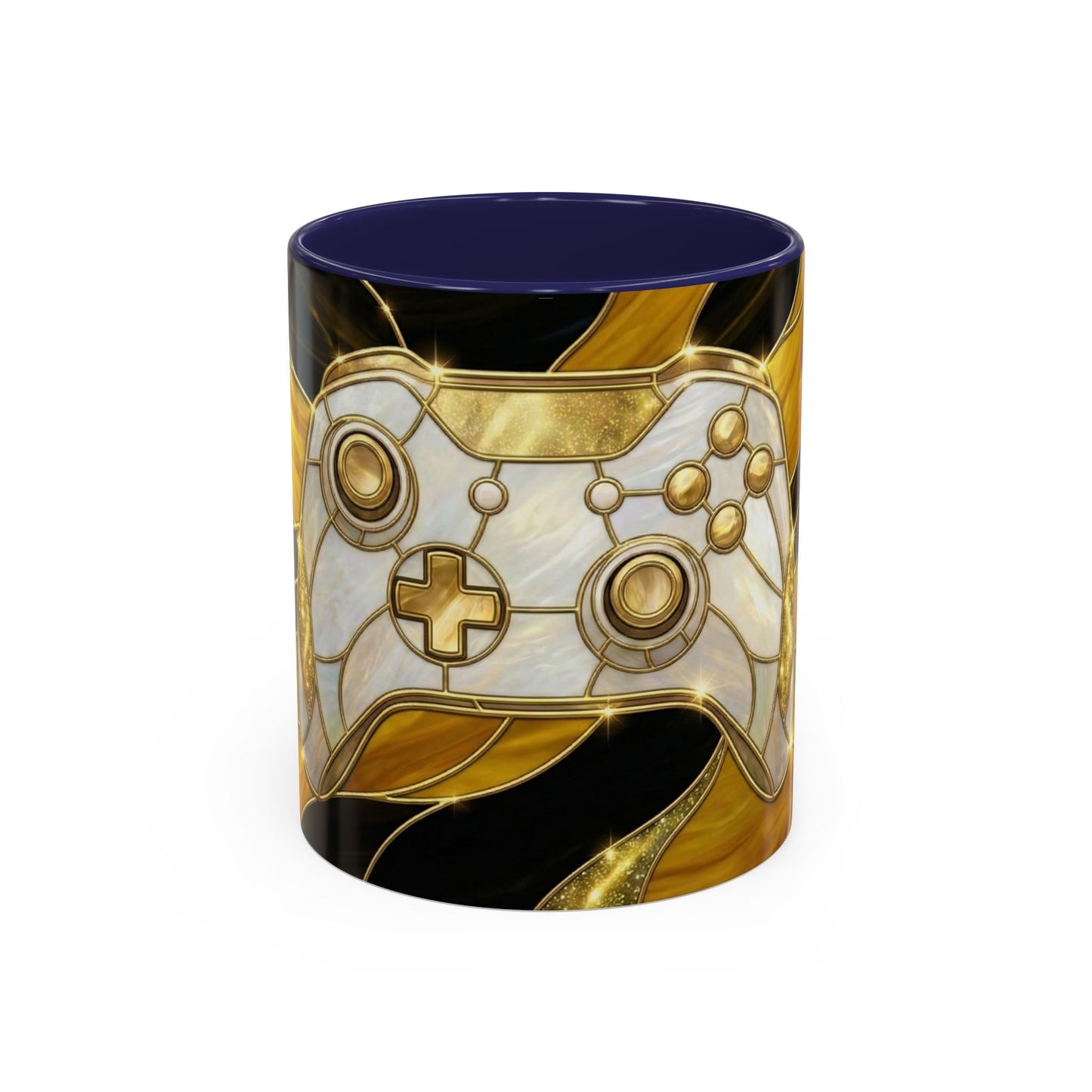 Stained Glass Gamer Mug, Gold Controller Coffee Cup, Video Game Gifts for Him, Gamer Boyfriend Gift, Teen Boy Gaming Mug, Desk Decor