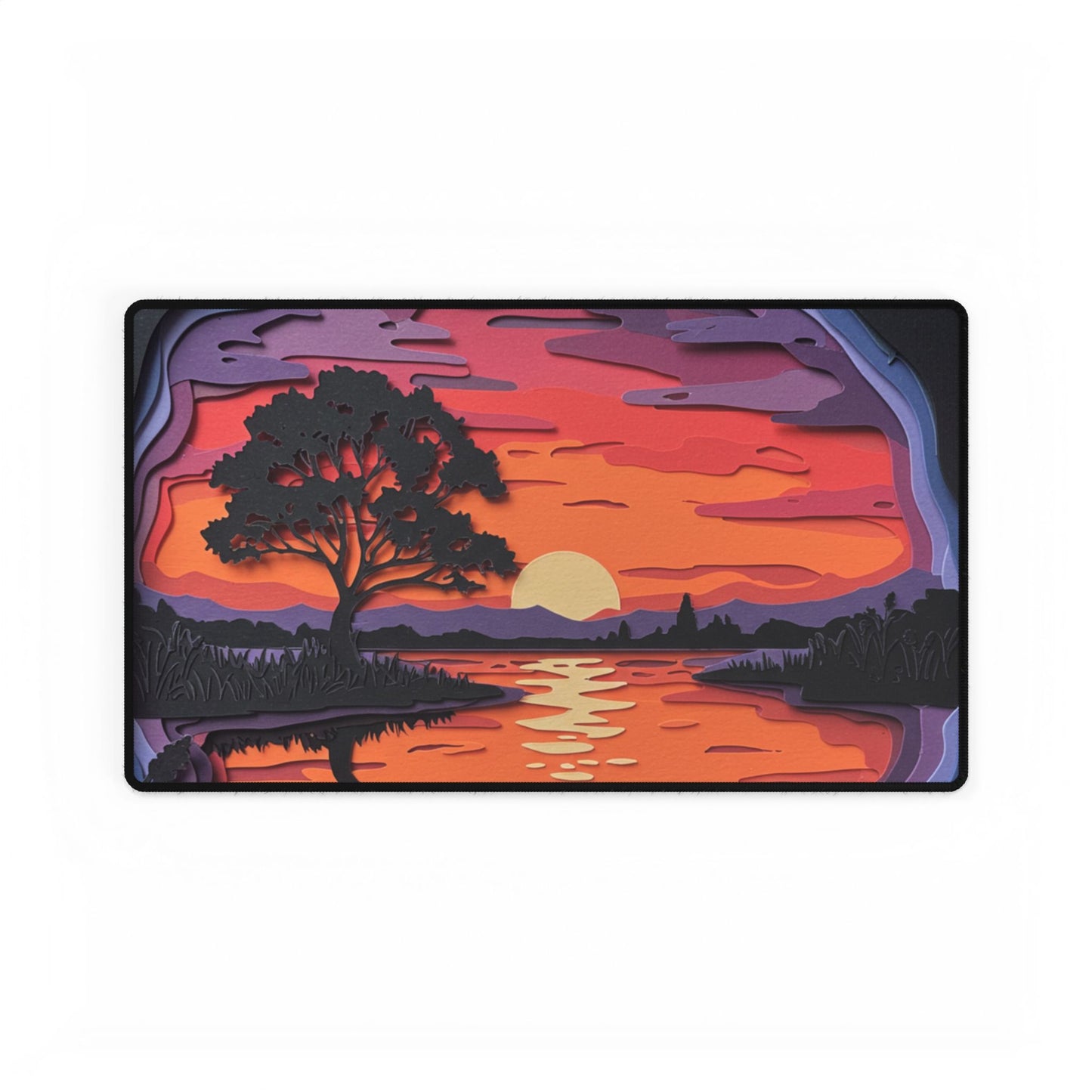 Mouse Pad Desk Mat - Artistic Paper Sunset Design