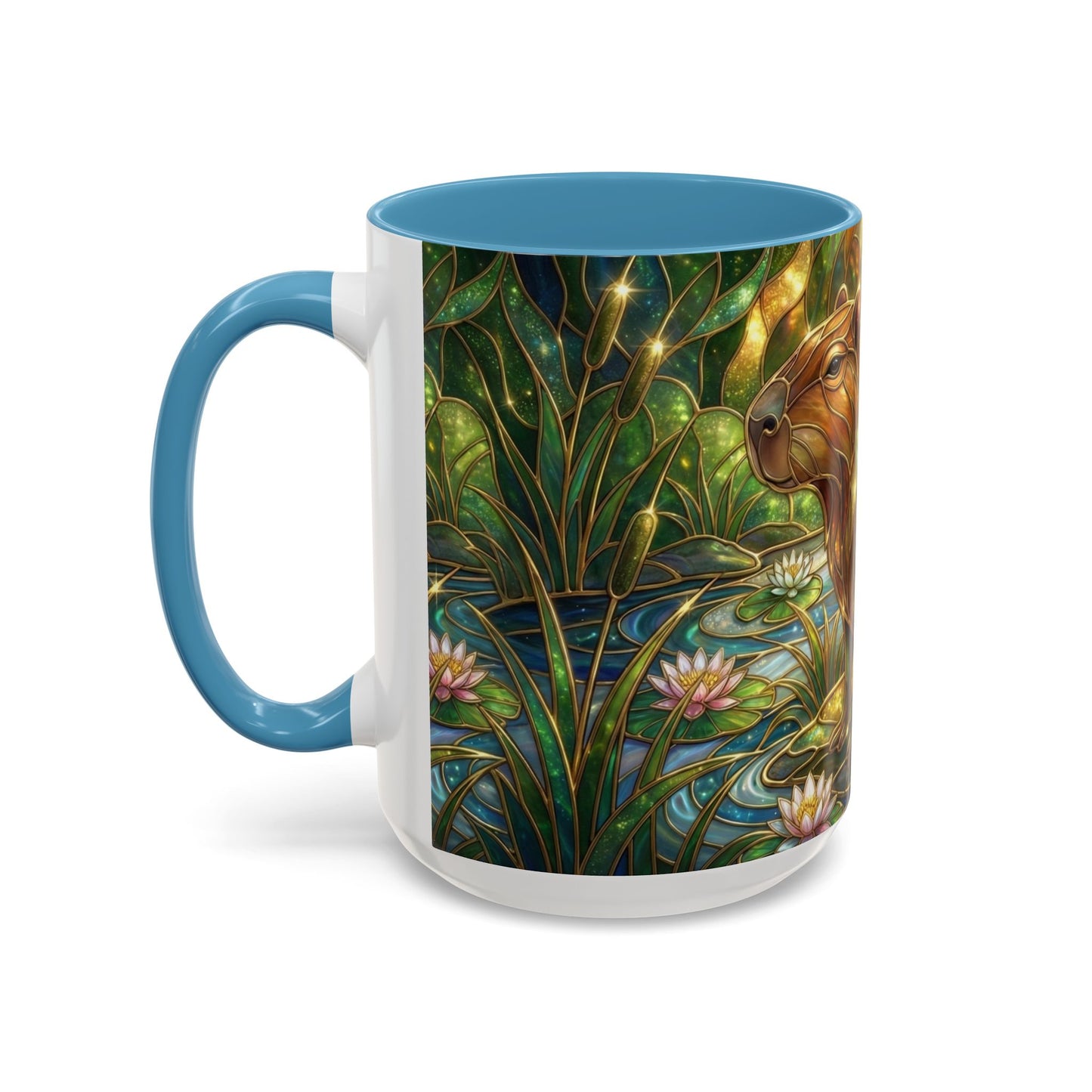 Capybara Coffee Mug, Stained Glass Capybara Art Mug, Cute Animal Lover Gift, Nature Inspired Ceramic Coffee Cup, Unique Wildlife Mug, 11oz 15oz