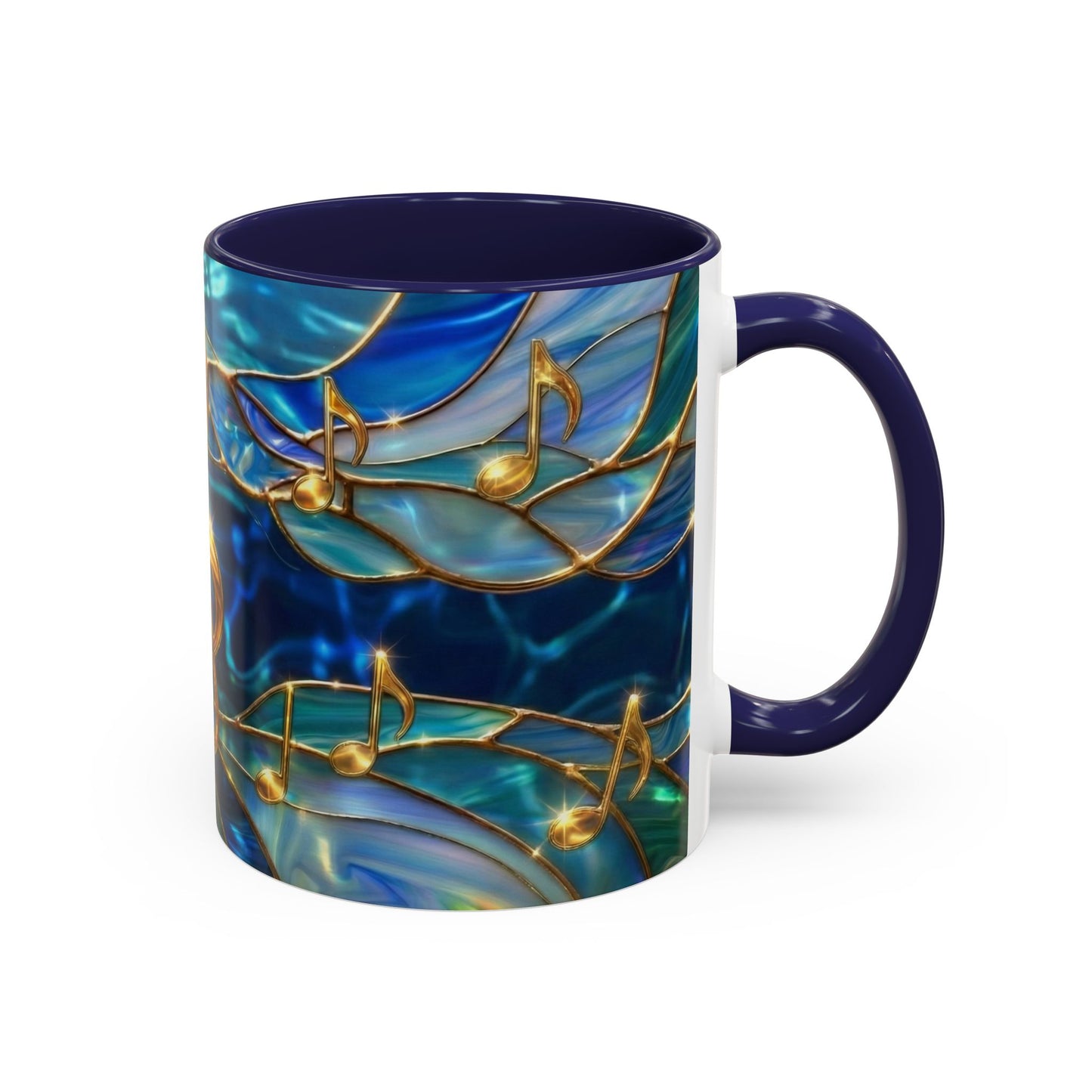 Music Notes Mug, Stained Glass Music Coffee Mug, Musical Gift Mug, Music Lover Cup, Music Teacher Gift, Artistic Coffee Mug