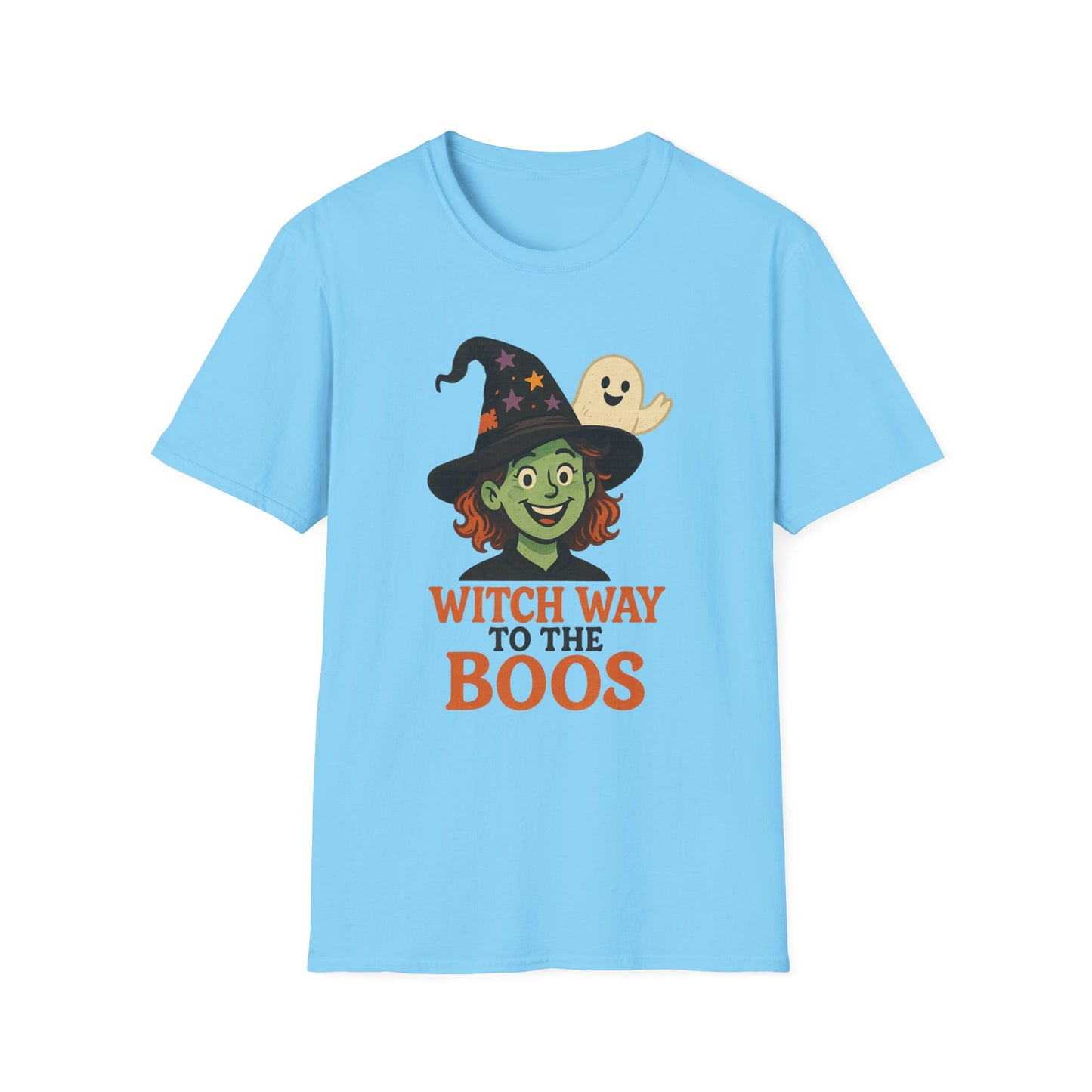 Witch Way to the Boos Halloween Shirt | Cute Witch and Ghost T-Shirt | Spooky Season Graphic Tee | Funny Halloween Costume Top