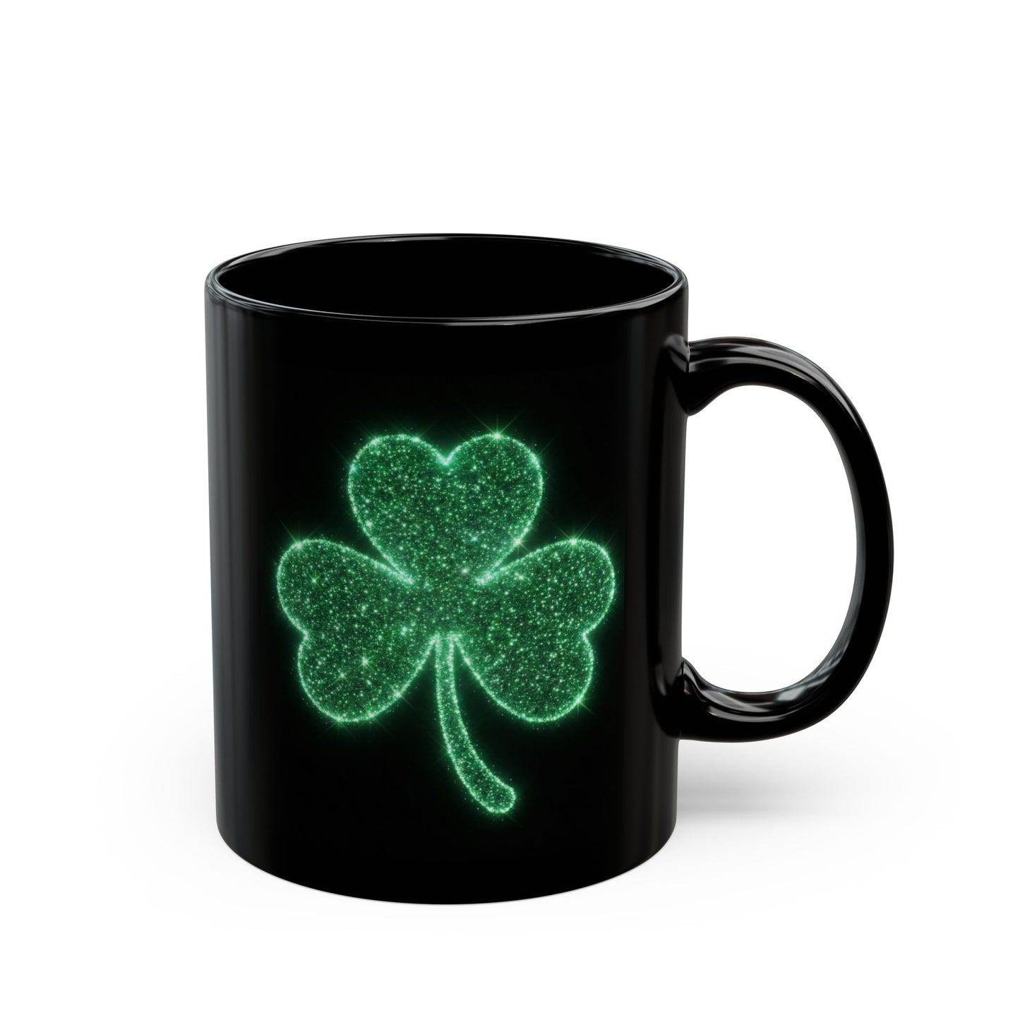 Glowing Shamrock Mug, St Patricks Day Gift, Lucky Green Clover Coffee Cup, Emerald Glitter Aesthetic, Irish Pride Mug, Magic Luck Tea Cup