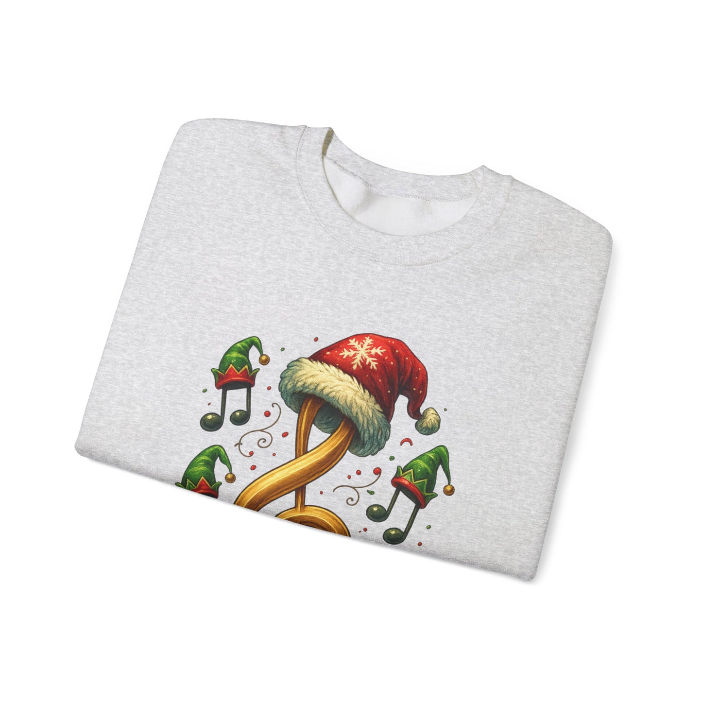 Christmas Music Note Sweatshirt, Holiday Treble Clef Sweater With Santa Hat, Festive Music Lover Gift, Cozy Winter Crewneck Unisex Top