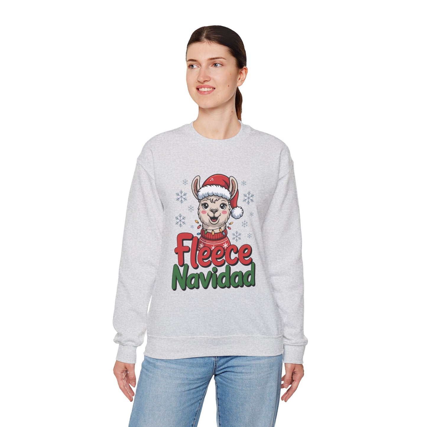 Fleece Navidad Christmas Sweatshirt, Funny Llama Holiday Sweater, Cozy Unisex Crewneck, Cute Christmas Pun Gift For Friends And Family